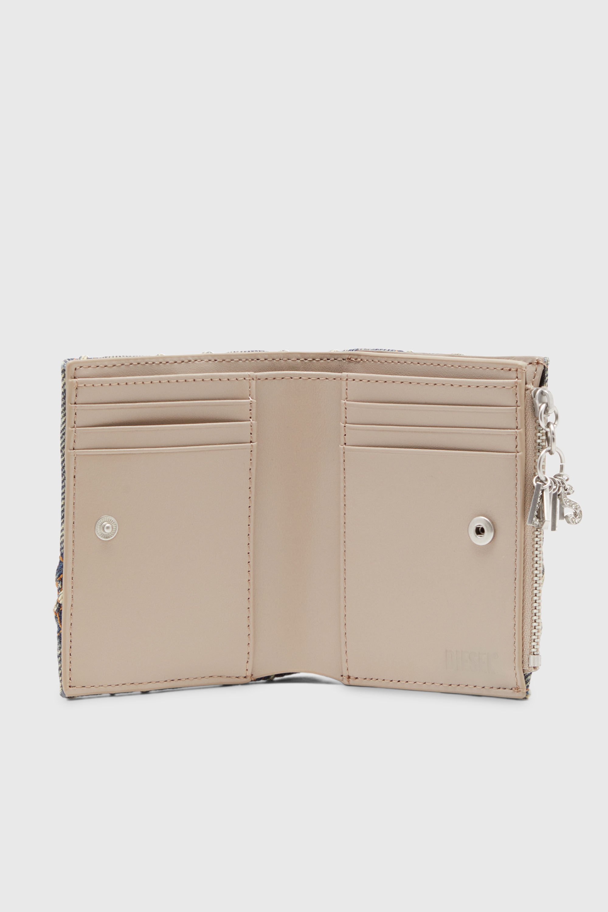 Diesel - CHARM D- BI FOLD ZIP II, Woman's Small wallet in Argyle quilted denim in Blue - 3