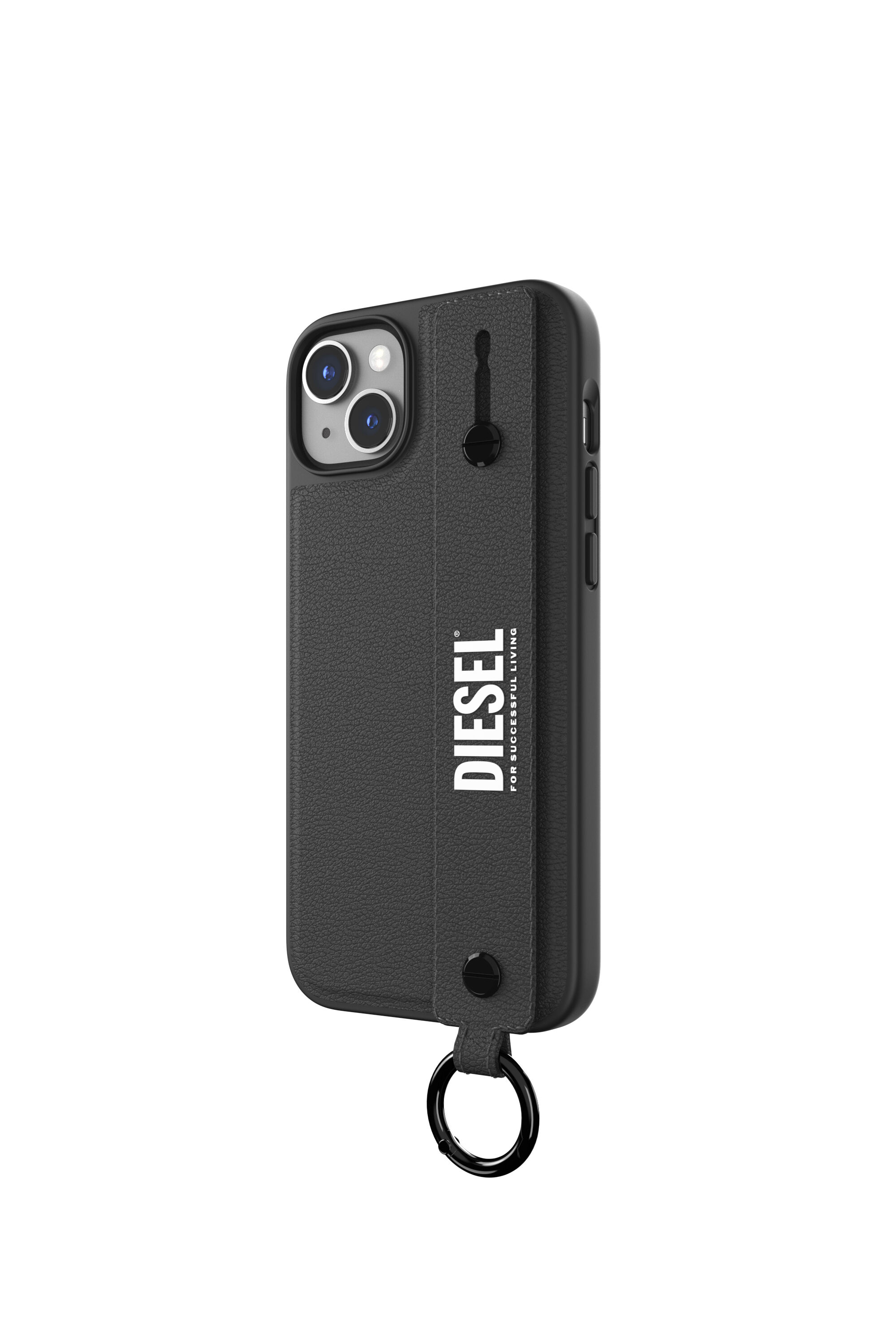 Diesel - 50285 MOULDED CASE, Unisex Leather handstrap case for iPhone 14 Plus in Black - Image 4