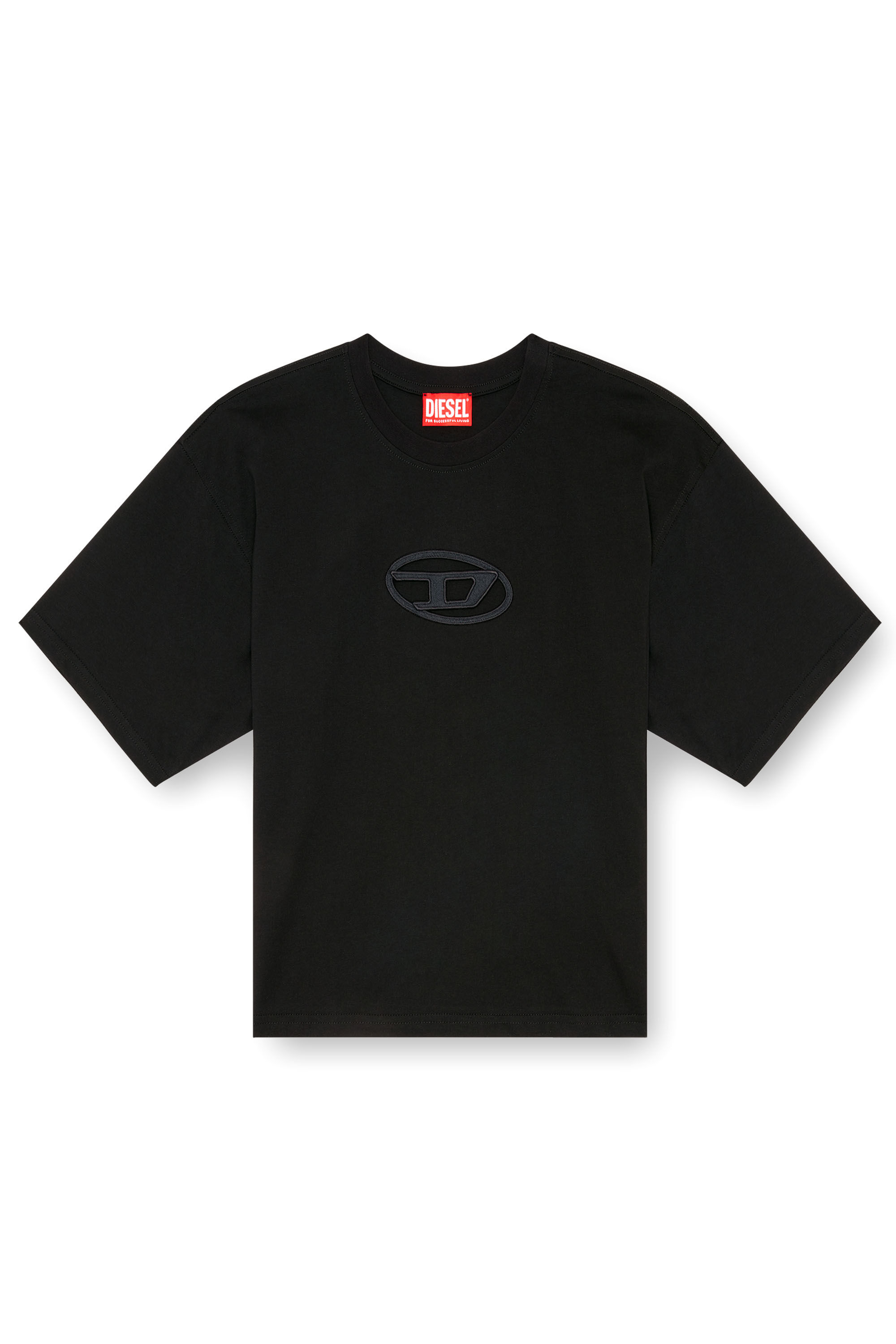 Diesel - T-BUXT-CROP-OD, Woman Boxy T-shirt with cut-out Oval D logo in Black - Image 2