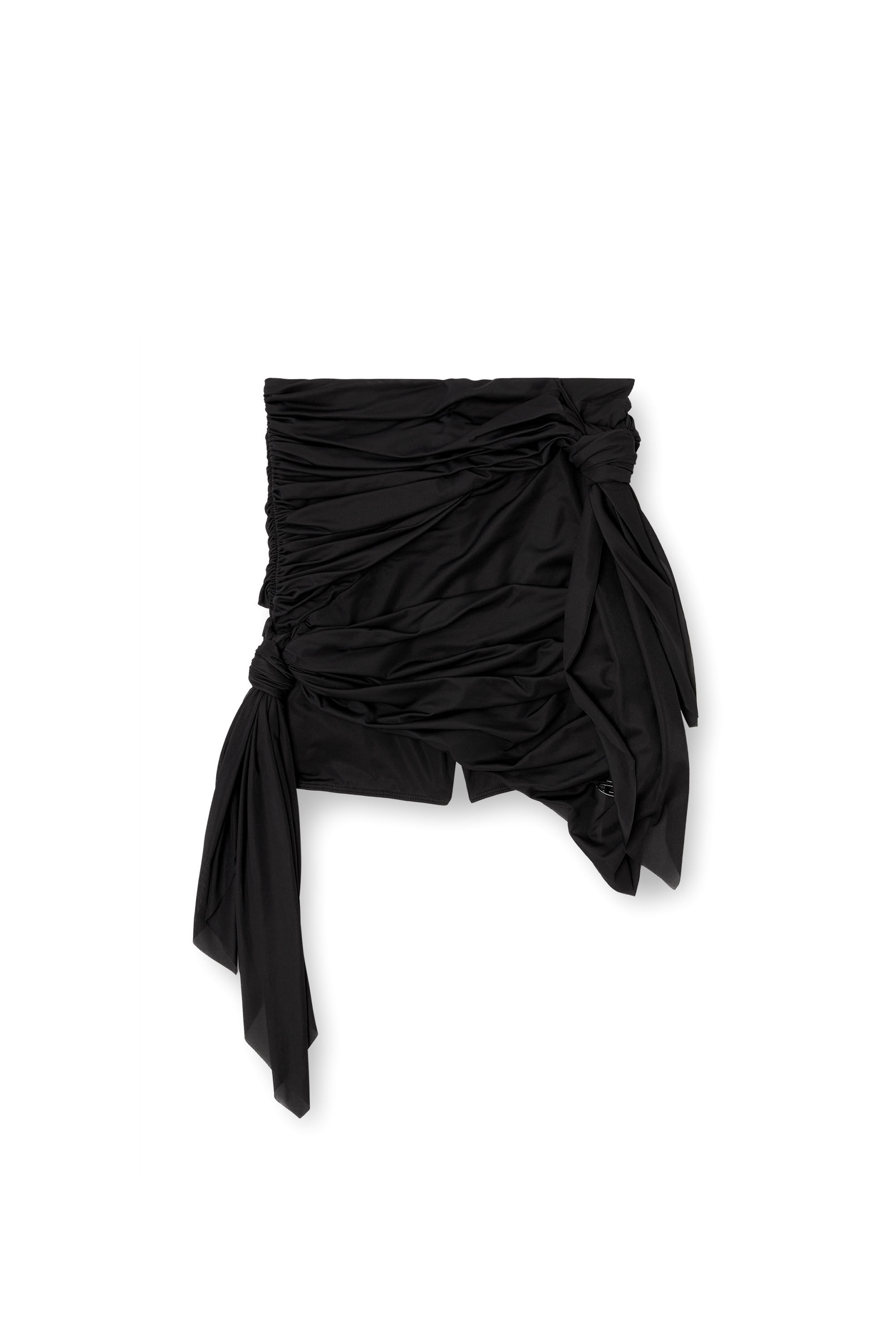 Diesel - O-RUELLIA-PLAIN, Woman's Bandana mini skirt in draped jersey in Black - 2