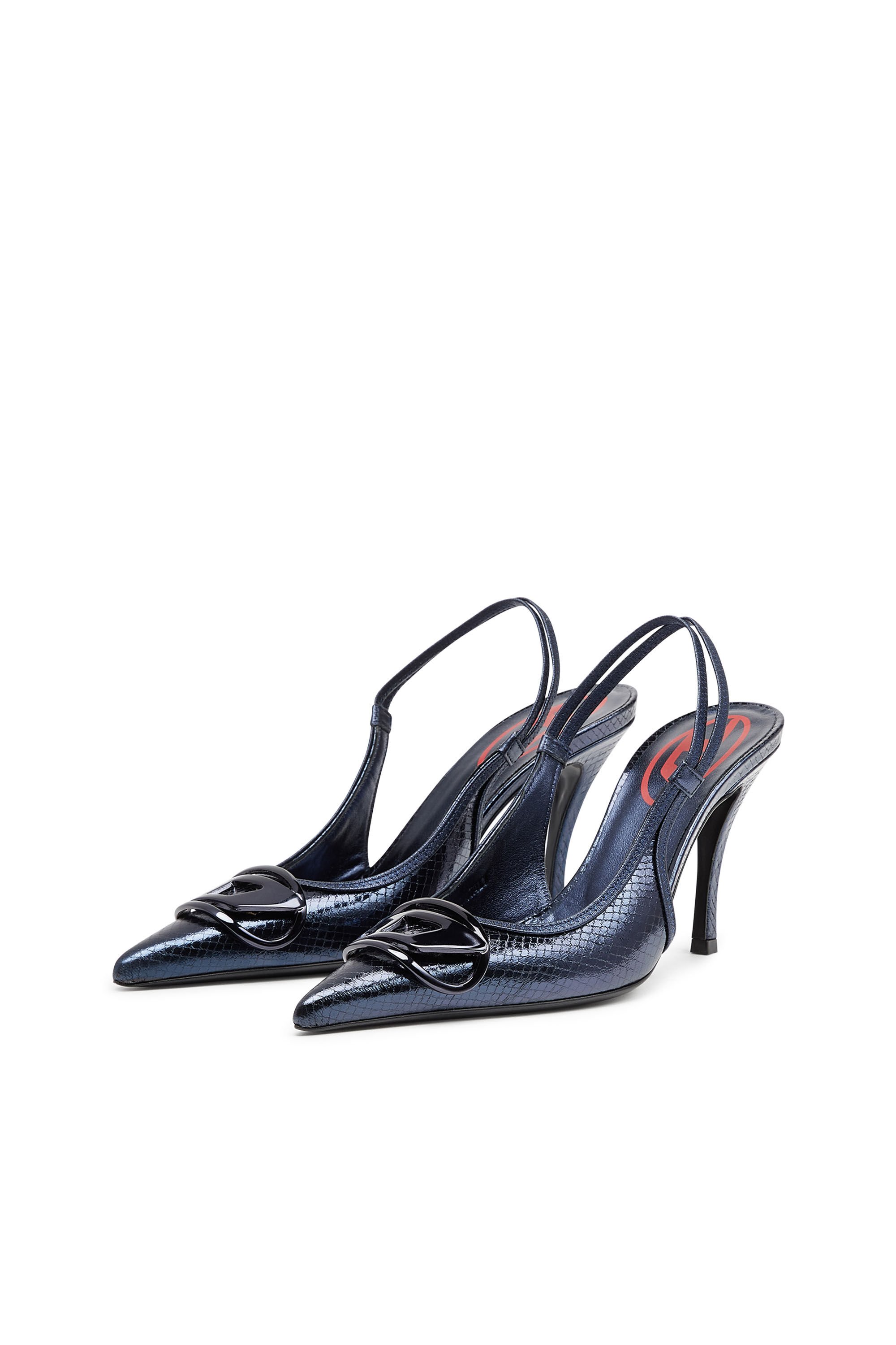 Women's D-Venus Sb - Patent snake-effect slingback pumps | D-VENUS