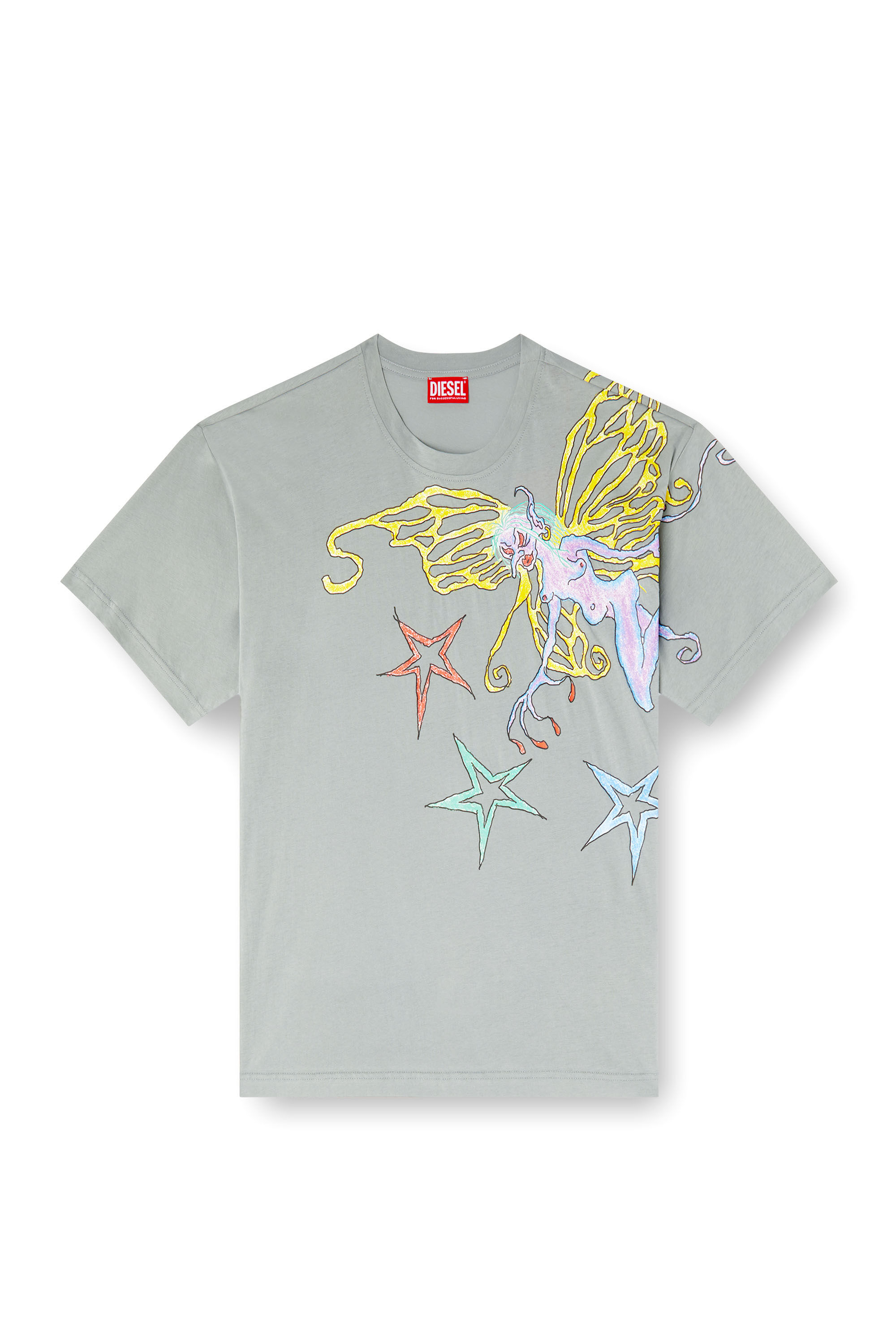 Diesel - T-BUXT-Q1, Woman's T-shirt with graphic print in Light Grey - 2
