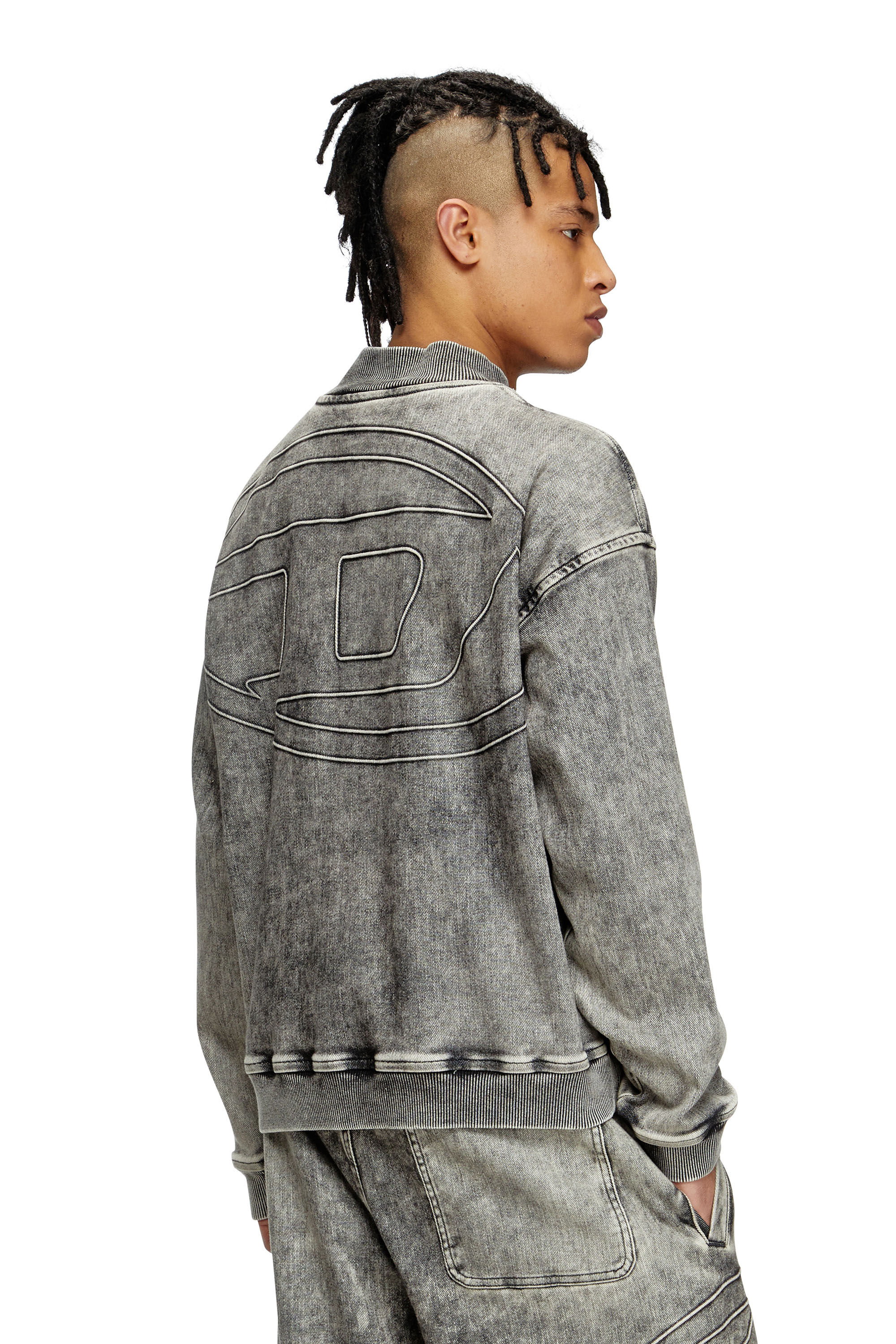 【送料&関税込】Diesel d-carly-s Track Sweatshirt - Unisex Women's Track Denim zip-up sweater with Oval D | Grey | Diesel