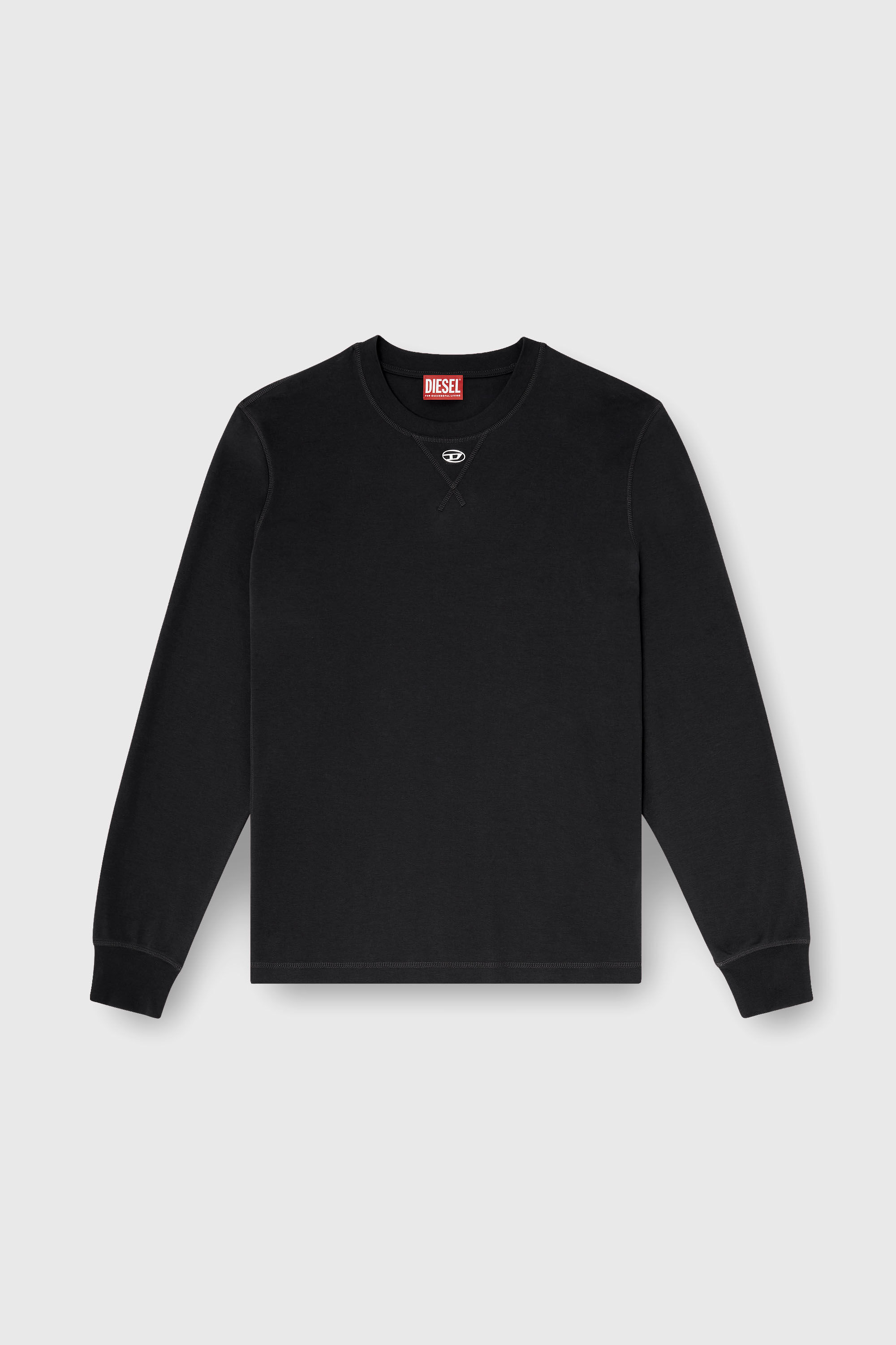 Diesel - T-MADJUST-LS-TR, Man's Cotton long-sleeve T-shirt with Oval D in Dark grey - 2