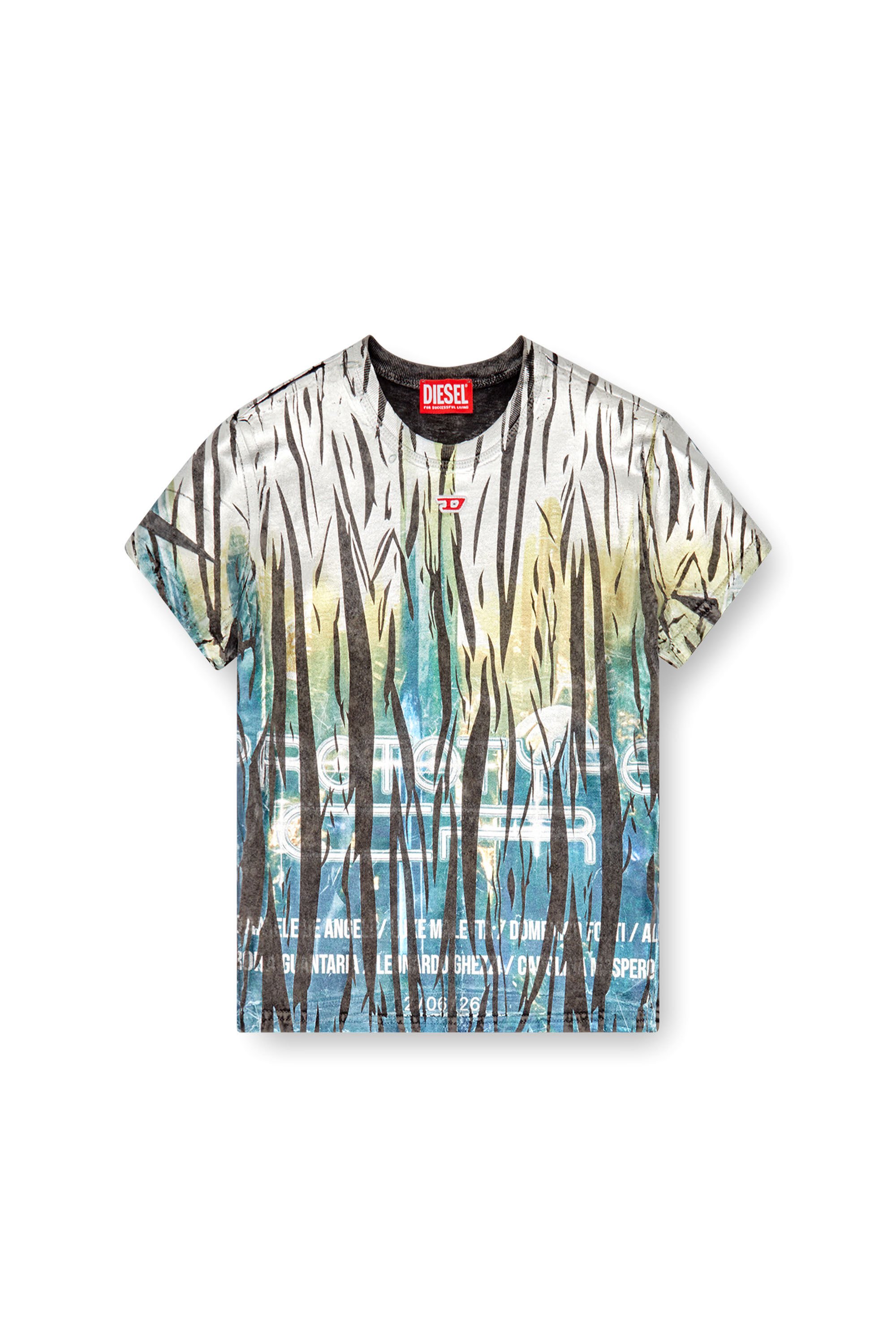 Diesel - T-UNCUTIE-LONG-FOIL, Woman T-shirt with creased foil treatment in Multicolor - Image 2