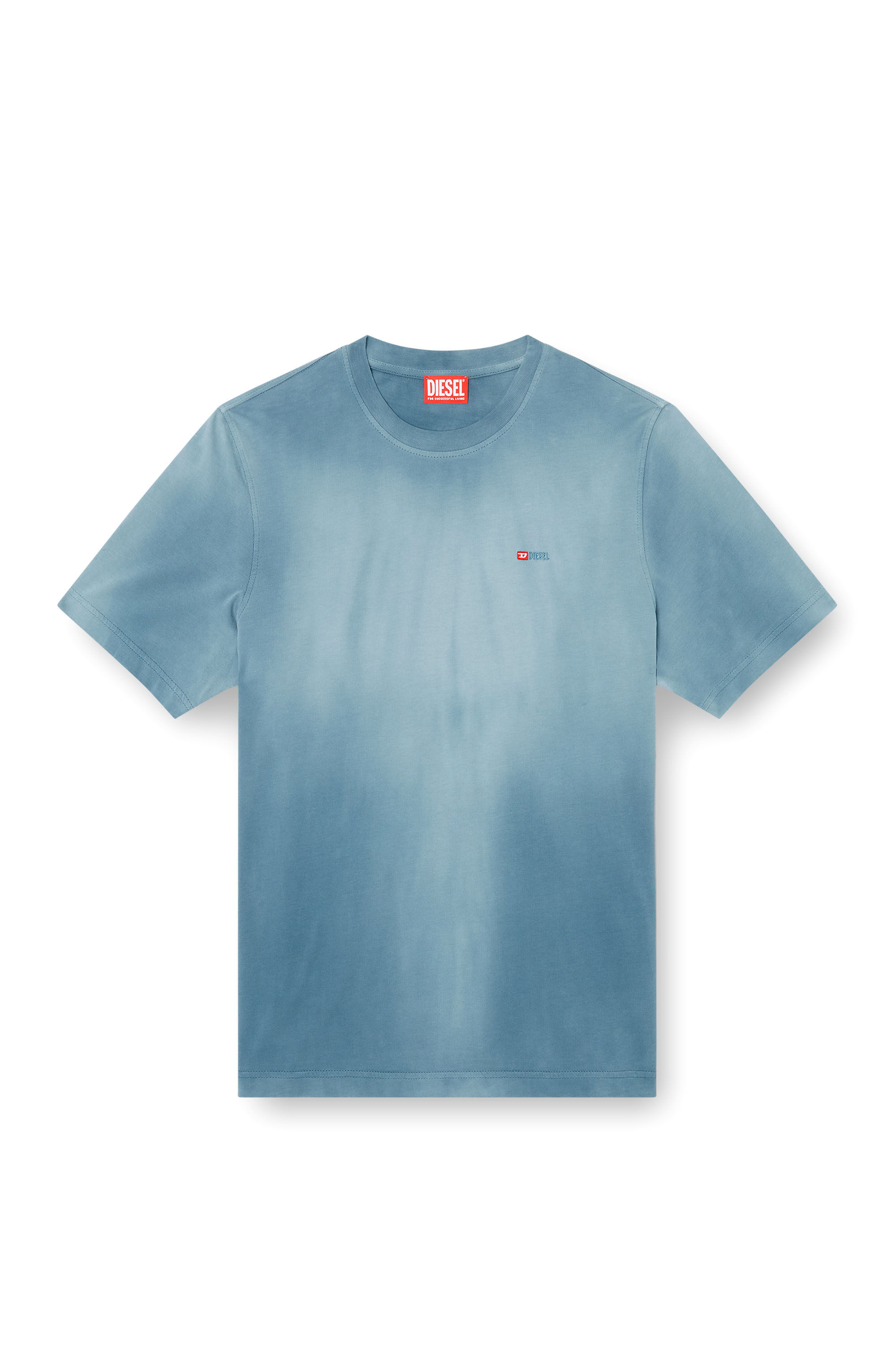 Diesel - T-ADJUST-R15, Man's Faded T-shirt with micro logo embroidery in Light Blue - 2