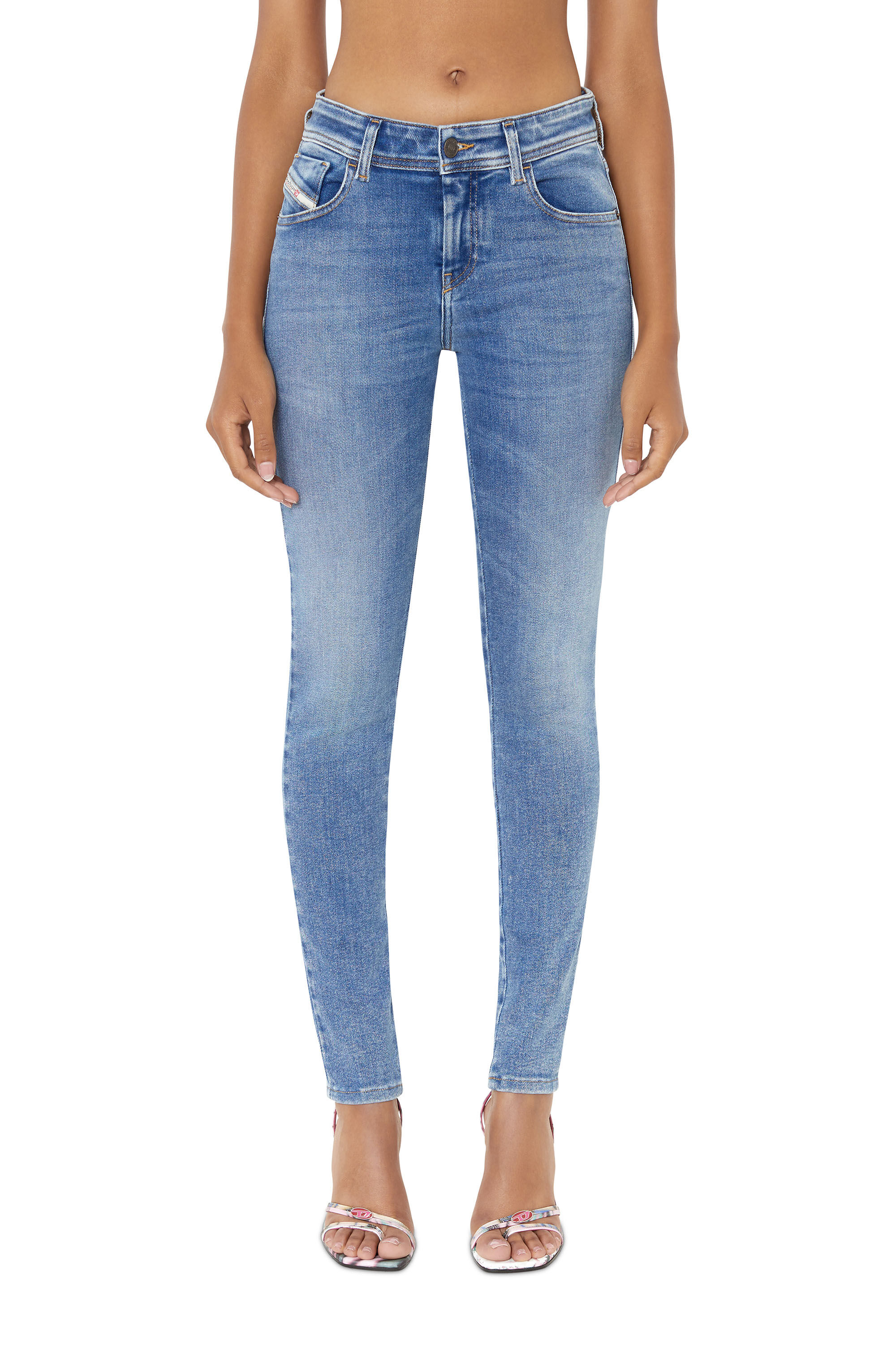 Diesel - Woman Super skinny Jeans 2017 Slandy 09D62, Medium blue - Image 3