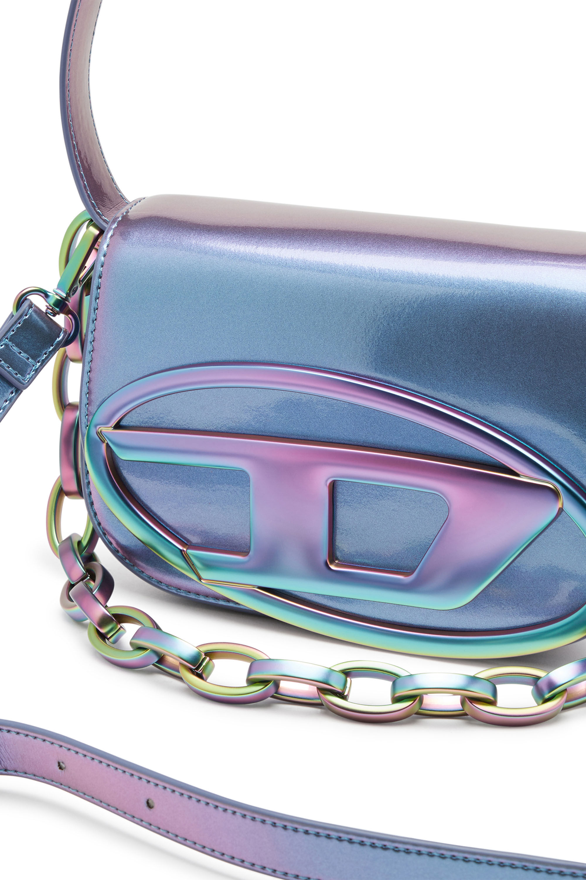 Diesel - 1DR, Woman 1DR-Iconic shoulder bag with iridescent effect in Blue - Image 2
