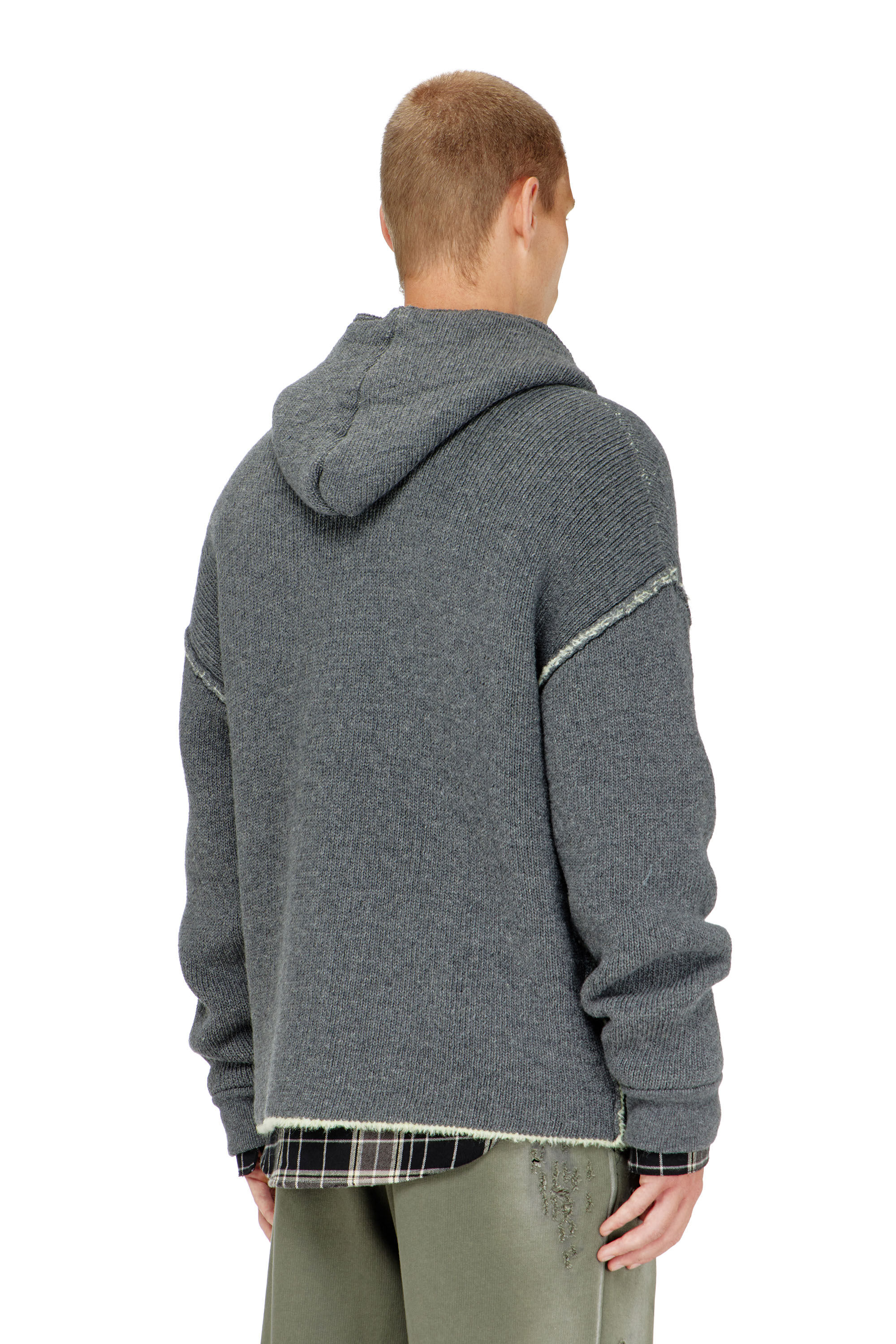 Diesel - K-BOUBBY, Man's Zip-up hoodie in dual-texture knit in null - 3