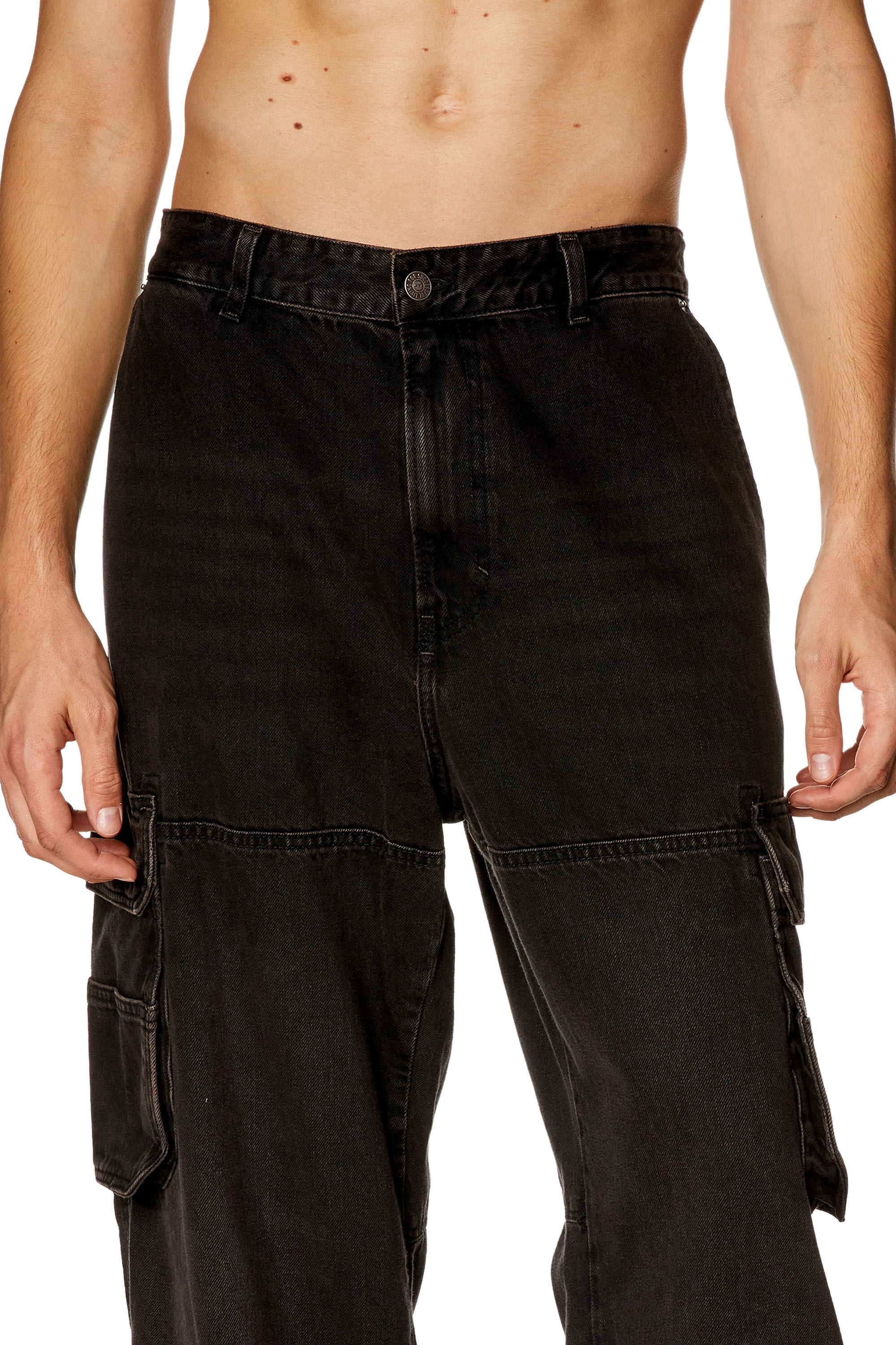 Diesel - Man Straight Jeans D-Fish 0KIAG, Black/Dark grey - Image 5
