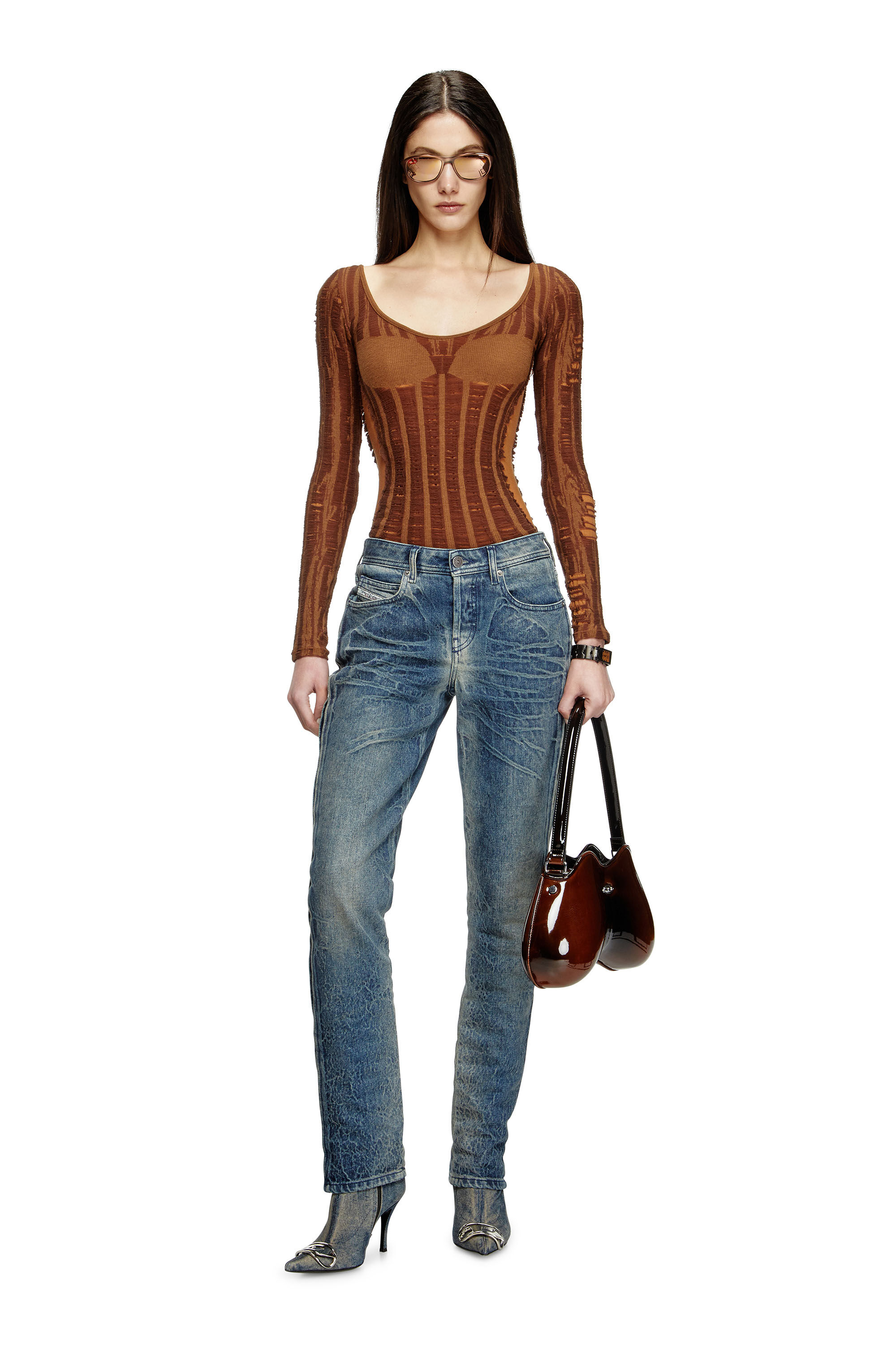 Diesel - M-CALAI, Woman's Seamless top with lingerie illusion in null - 1