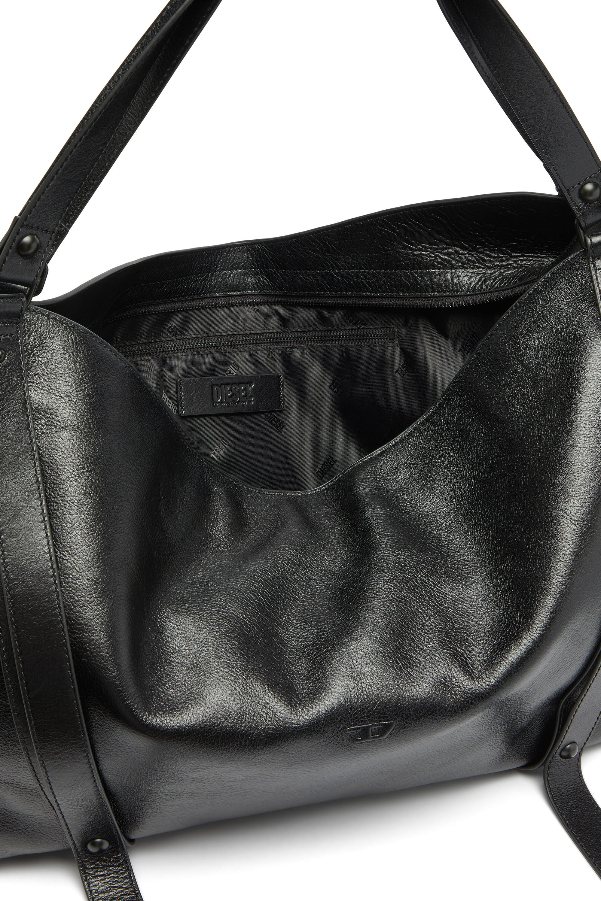 Diesel - D-ONE DUFFLE 48H, Unisex's D-One-Duffle bag in leather in Black - 4