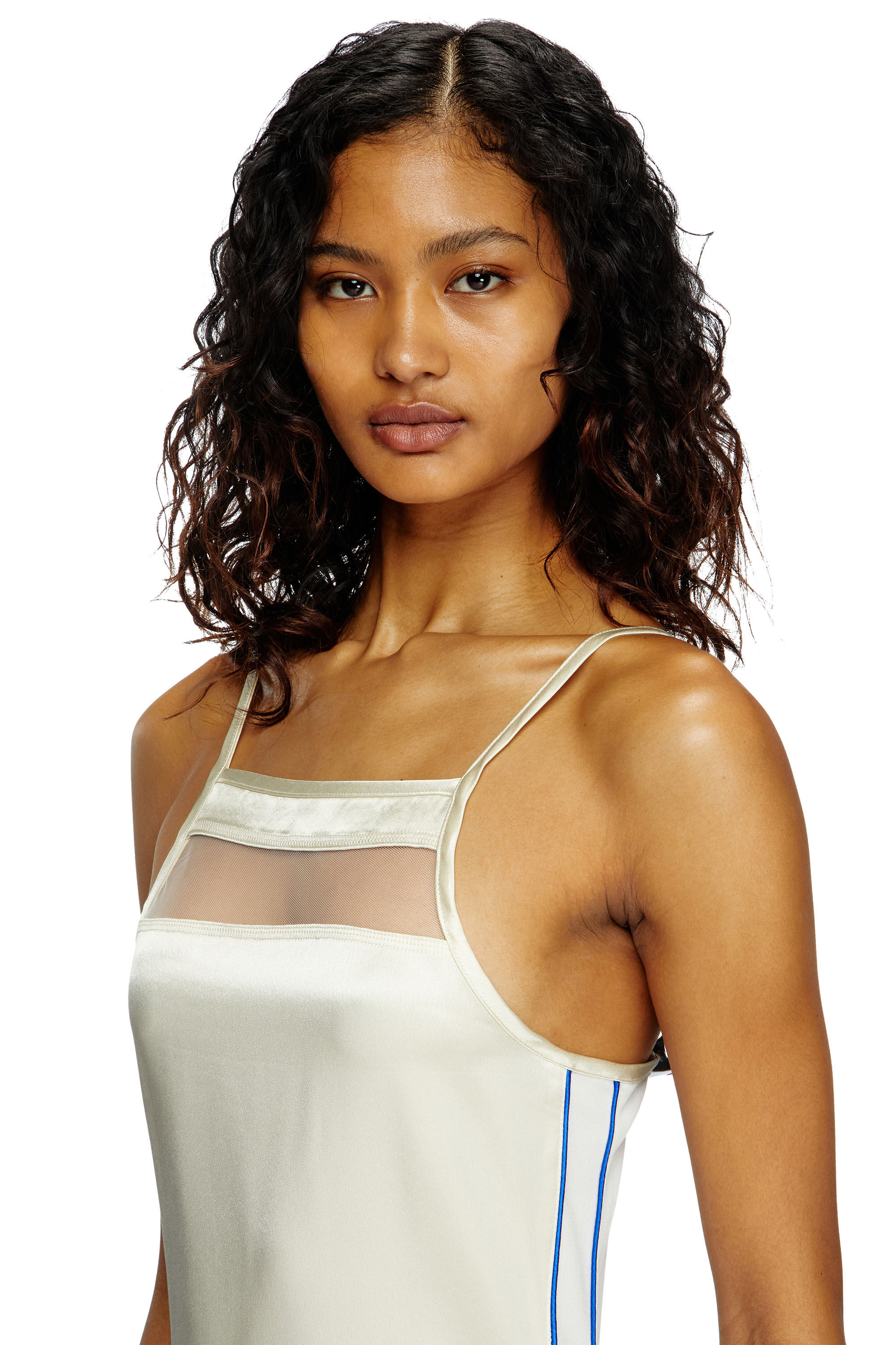 Diesel - D-AFFY, Woman's Short dress in satin, knit and tulle in White - 5