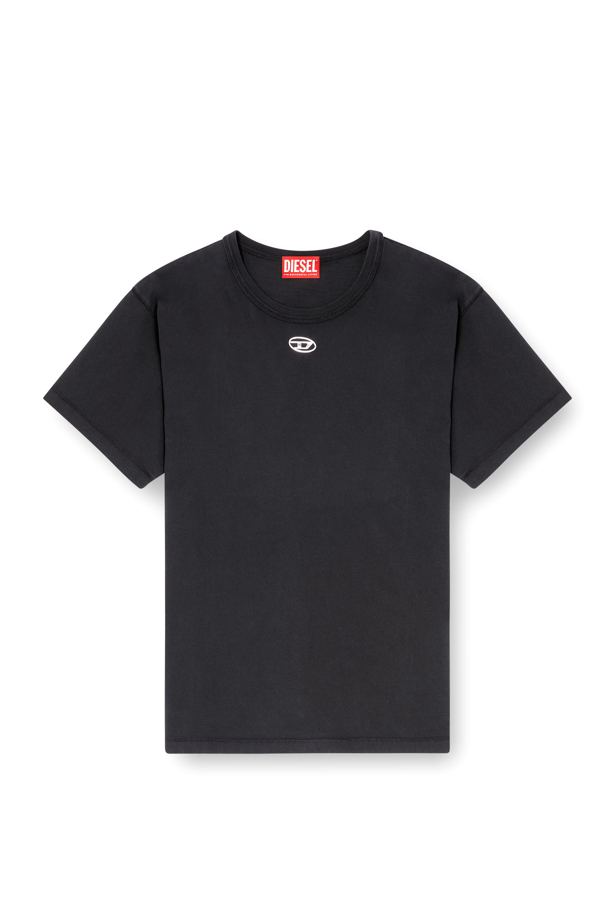 Diesel - T-NORMY-OD-S1, Woman's Cotton T-shirt with metallic Oval D in null - 2