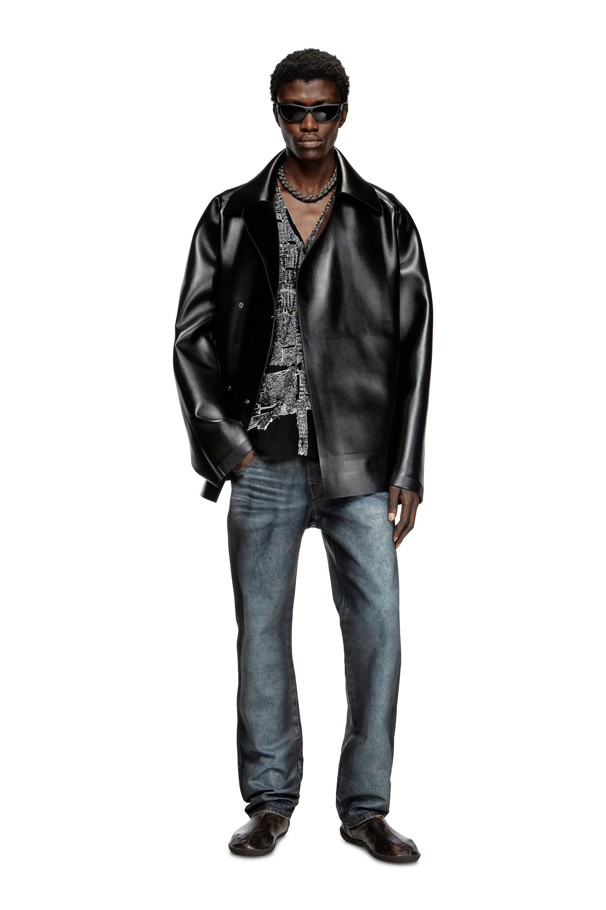 Diesel - J-MARKUS, Unisex's Oversized neoprene-bonded tailored jacket in Black - 1
