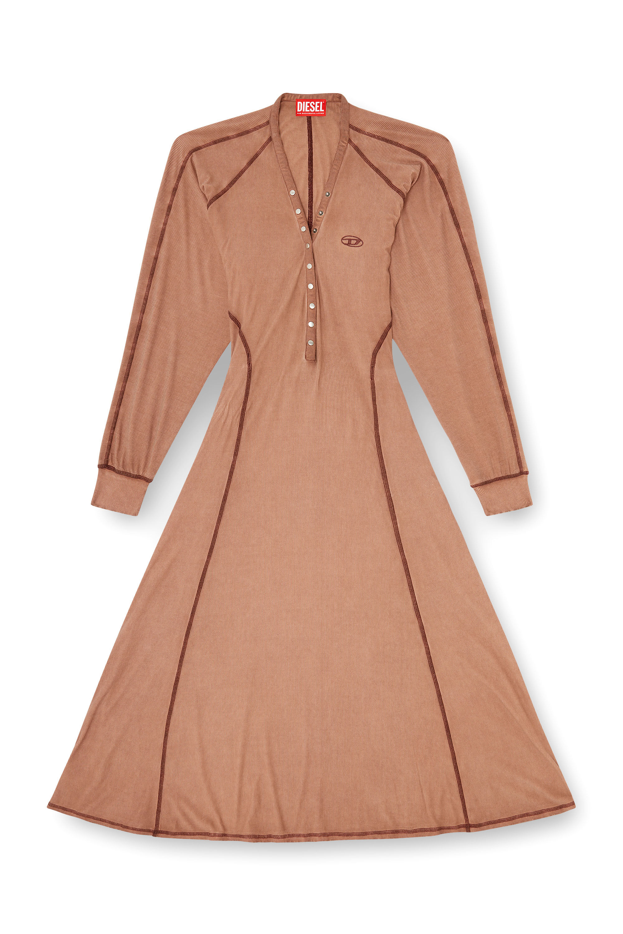 Diesel - D-ISERINA, Woman's Midi dress in ribbed jersey with batwing sleeves in null - 2