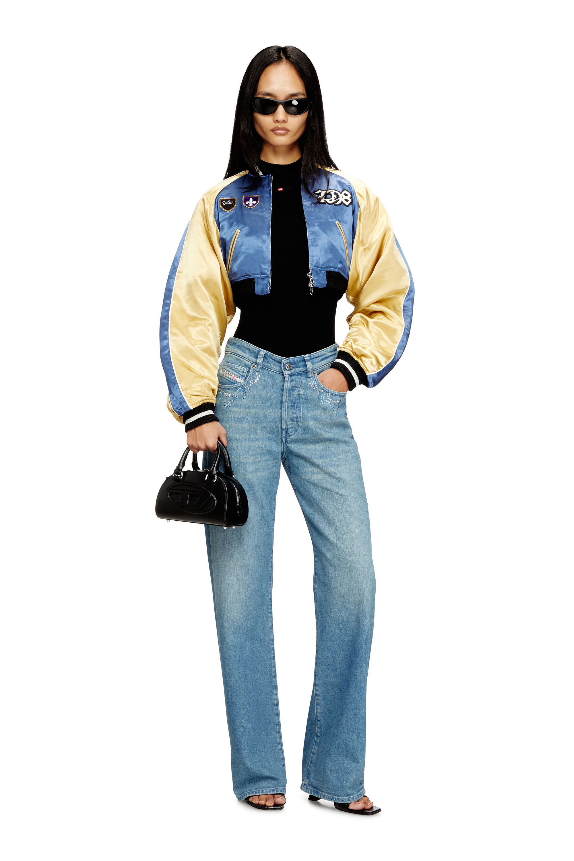 Diesel - G-OSPEL-CP, Woman's Cropped satin souvenir jacket in null - 1