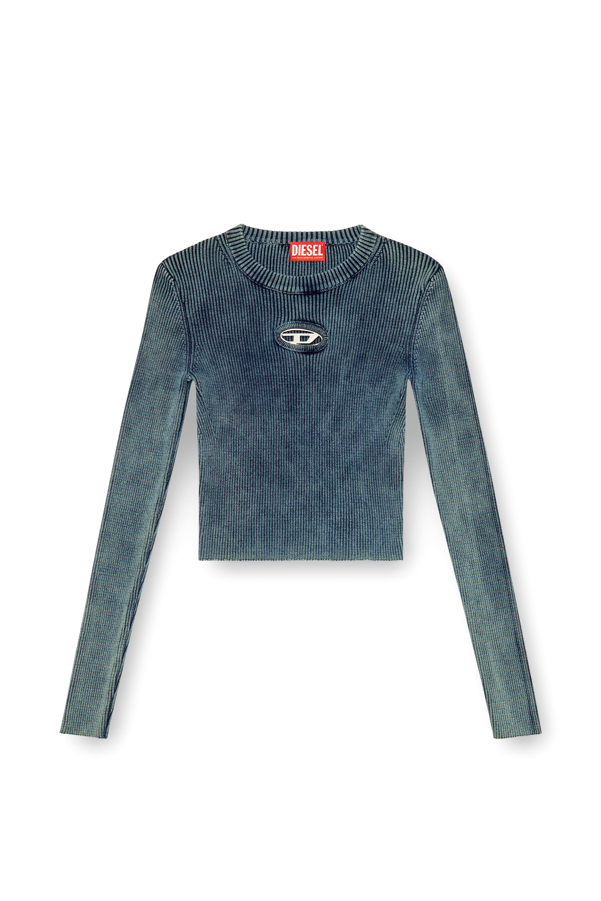 Diesel - M-ANCHOR-A, Woman's Rib-knit top with Oval D in Dark Blue - 2