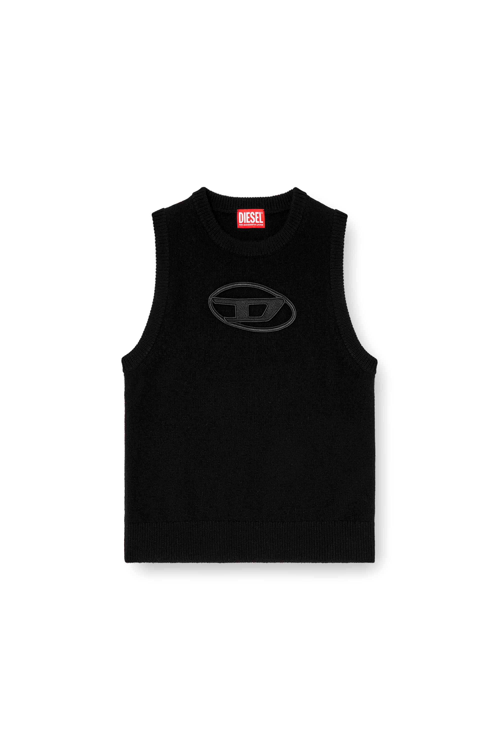 Diesel - M-ARGARIN-SL, Woman's Knit tank top in cashmere blend in Black - 2
