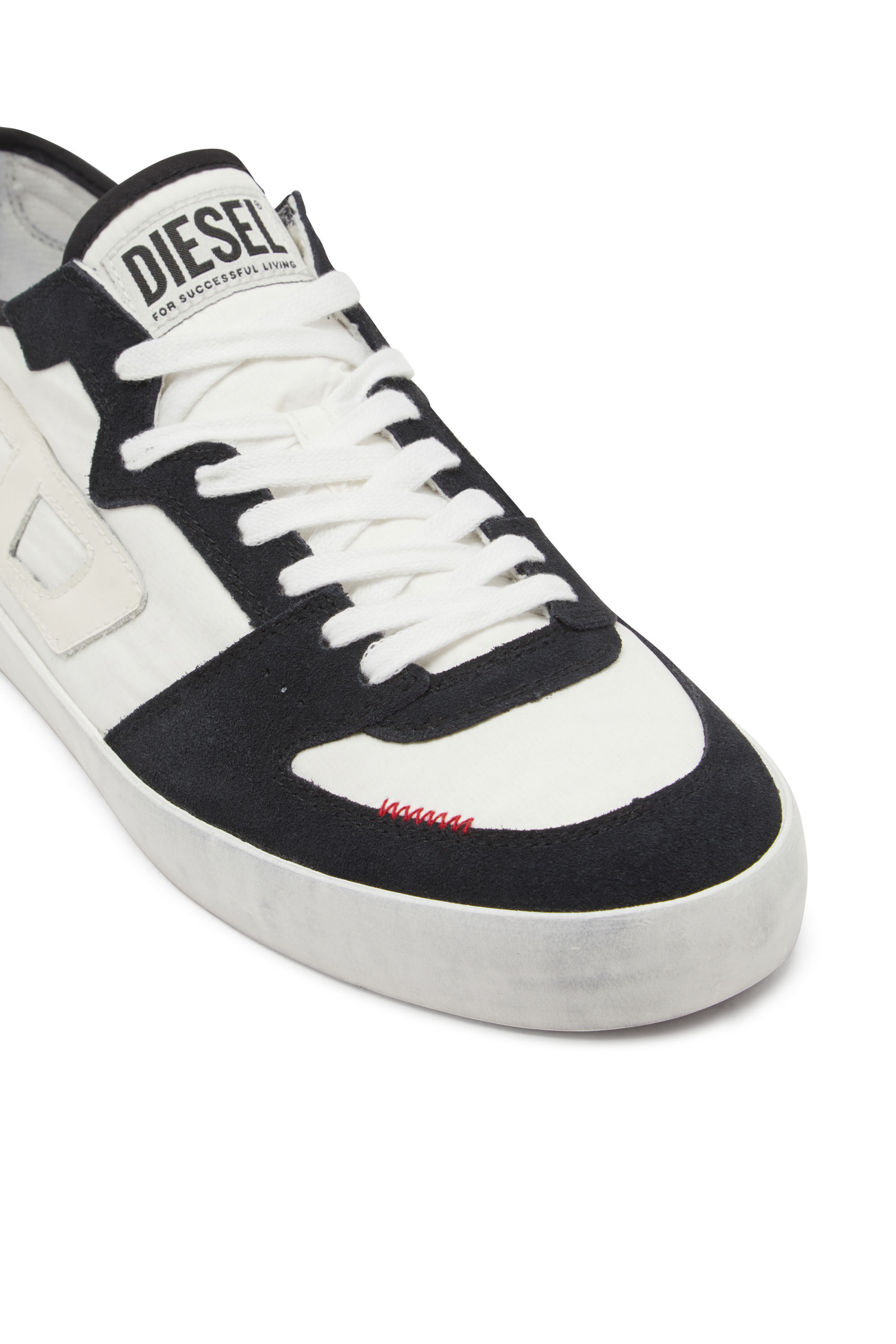 Diesel - S-LEROJI D-1 LOW, Man's S-Leroji D-Sneakers in padded ripstop and suede in Black/White - 5