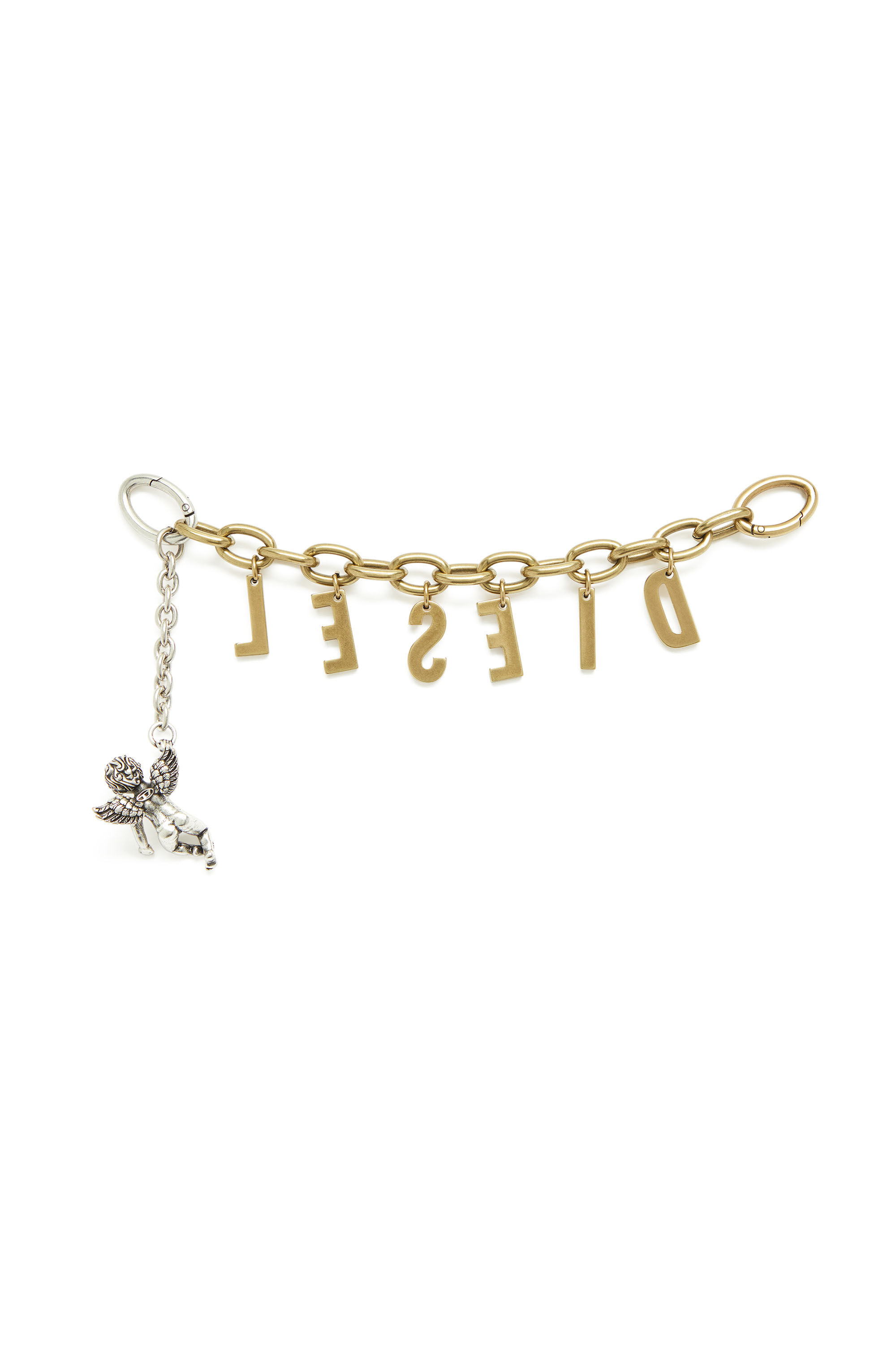 Diesel - CHAIN-D III S, Woman's Metal letter charm with cherub in Gold - 2