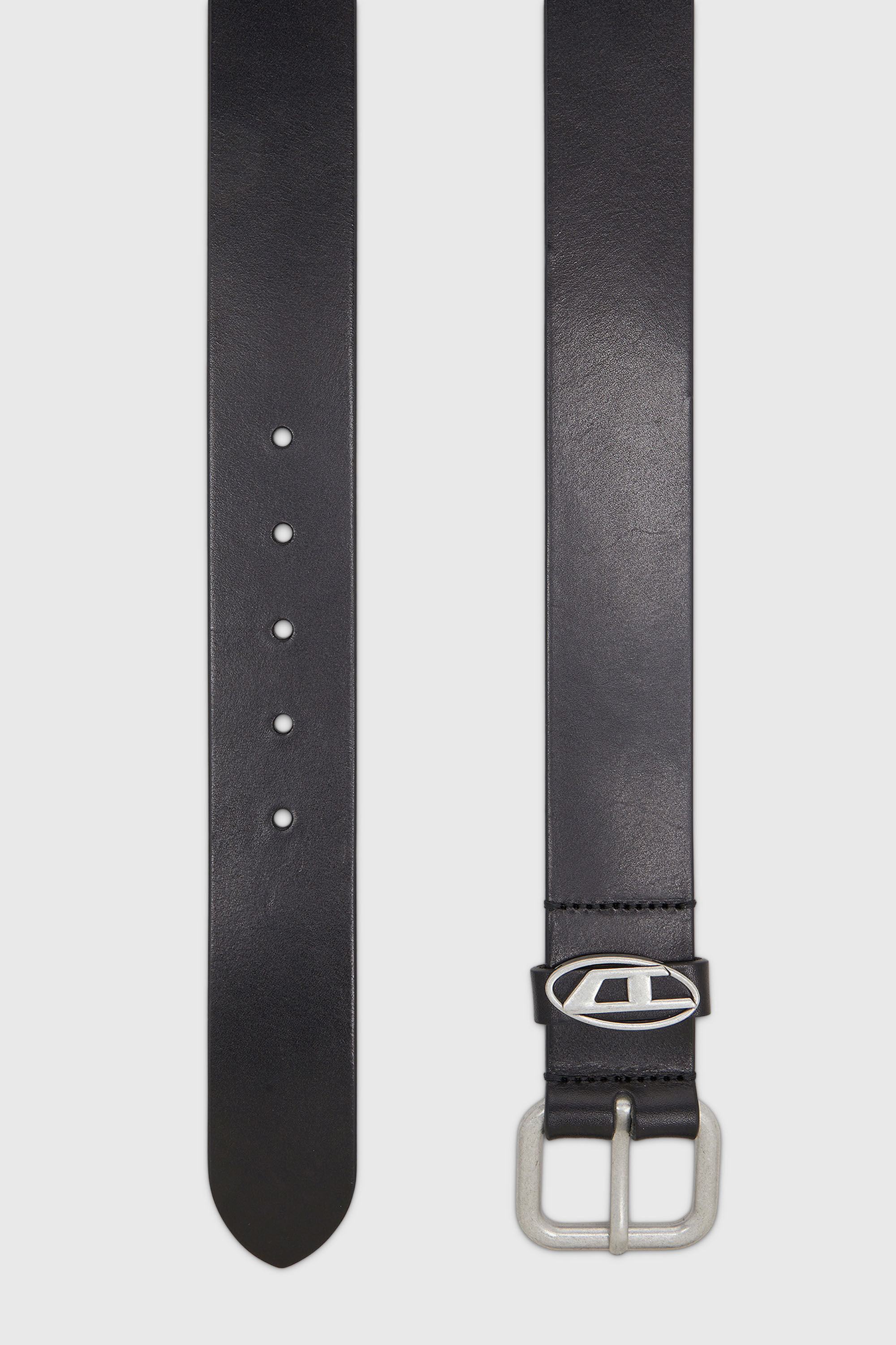 Diesel - B-1DR OVAL D LOOP, Unisex's 4 cm matte leather belt with metal buckle in Black - 2
