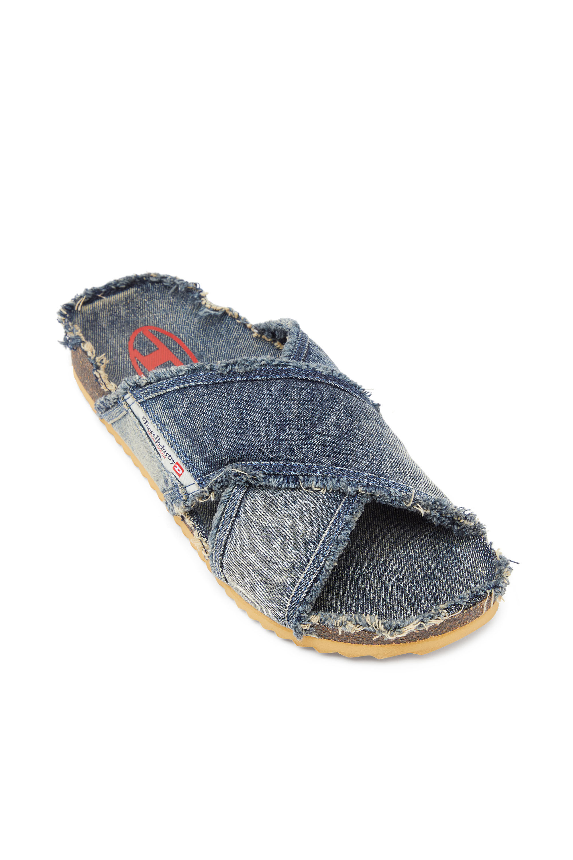 Diesel - D-WOODSTOCK CROSS, Man's D-Woodstock-Crossover slides in frayed denim in Medium blue - 6
