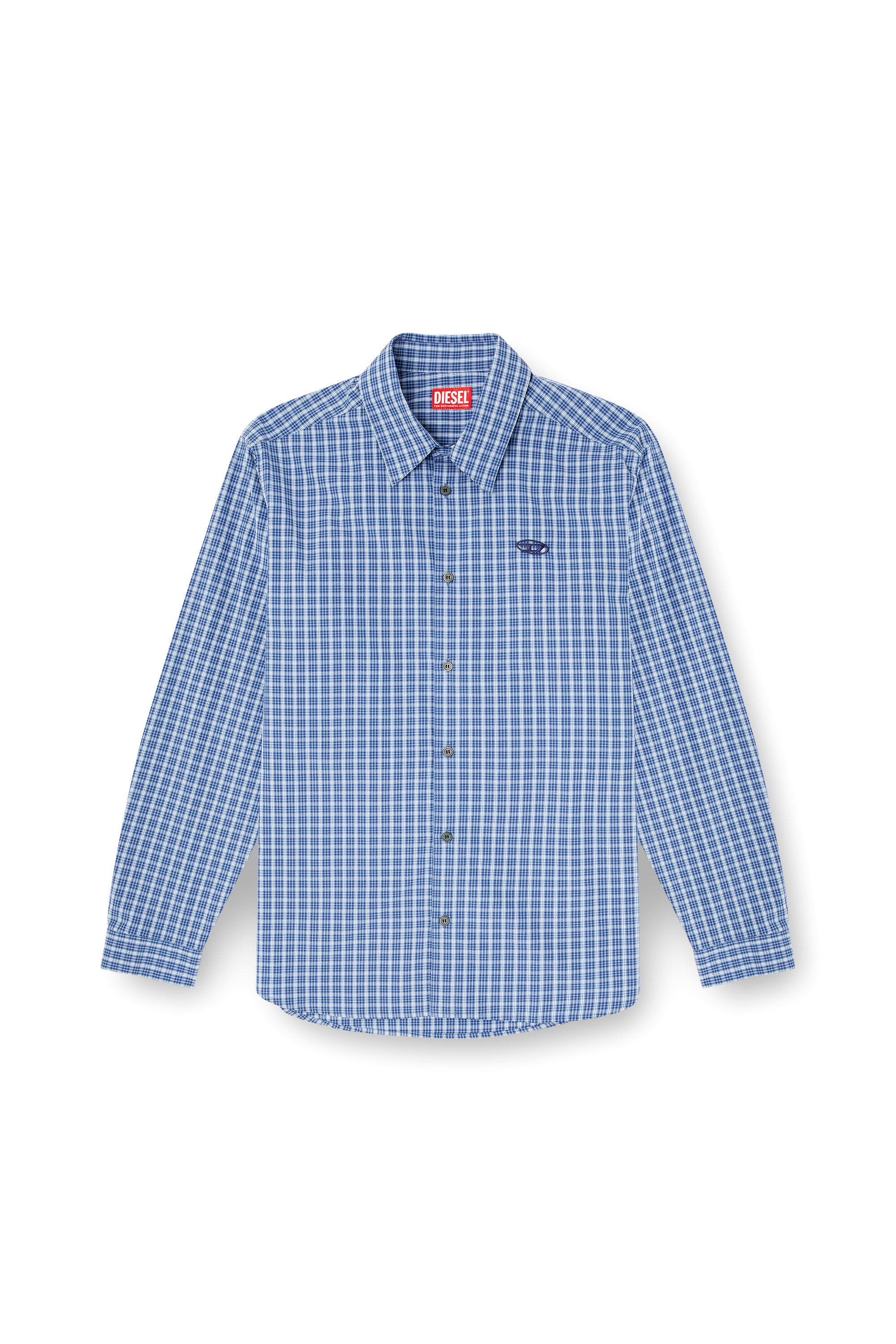 Diesel - S-SIMPLY-DLBV, Man's Checked shirt with Oval D embroidery in Blue - 2
