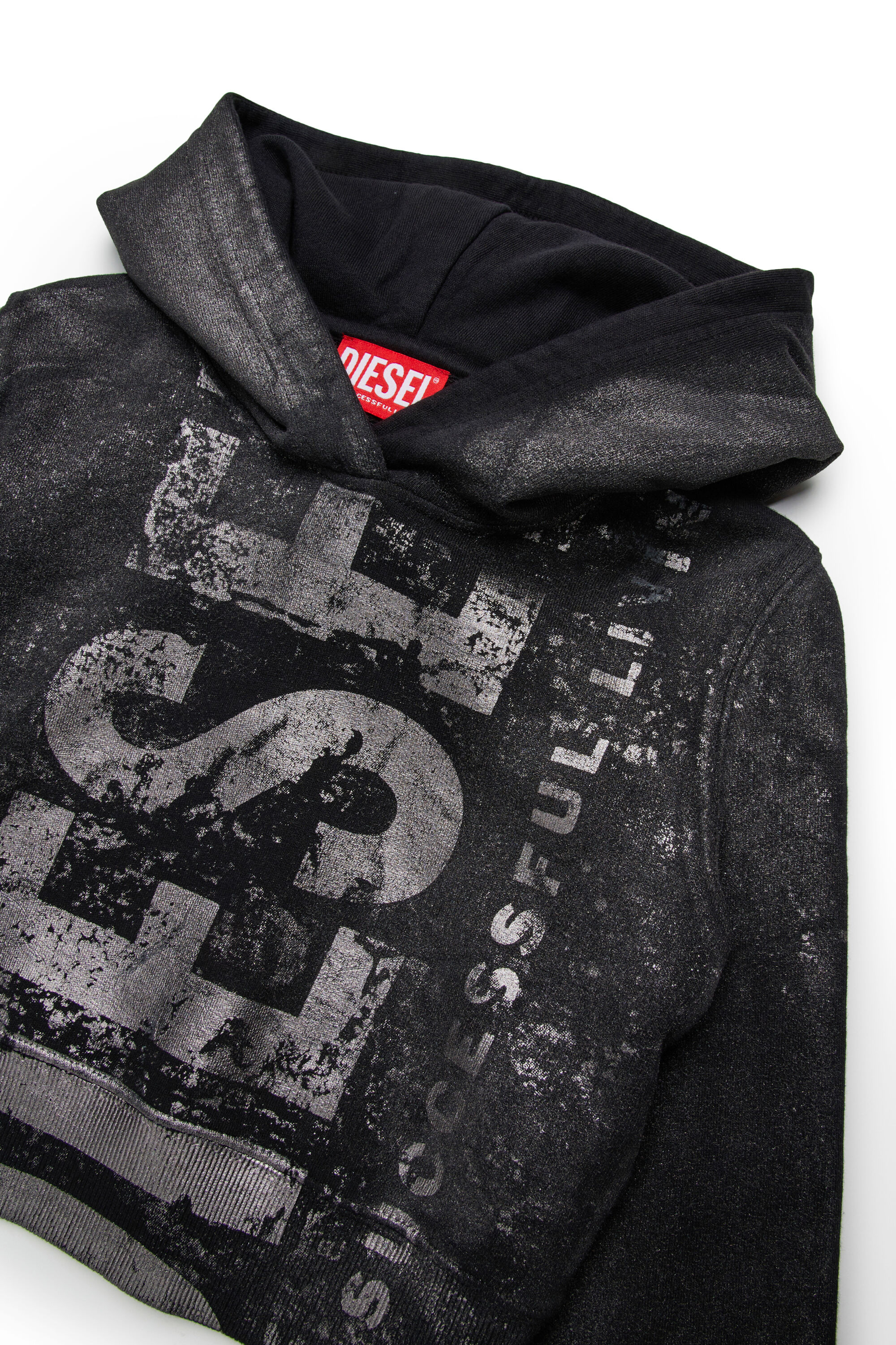 Diesel - SLIMPHOOD, Woman's Cotton hoodie with logo print in Black - 3