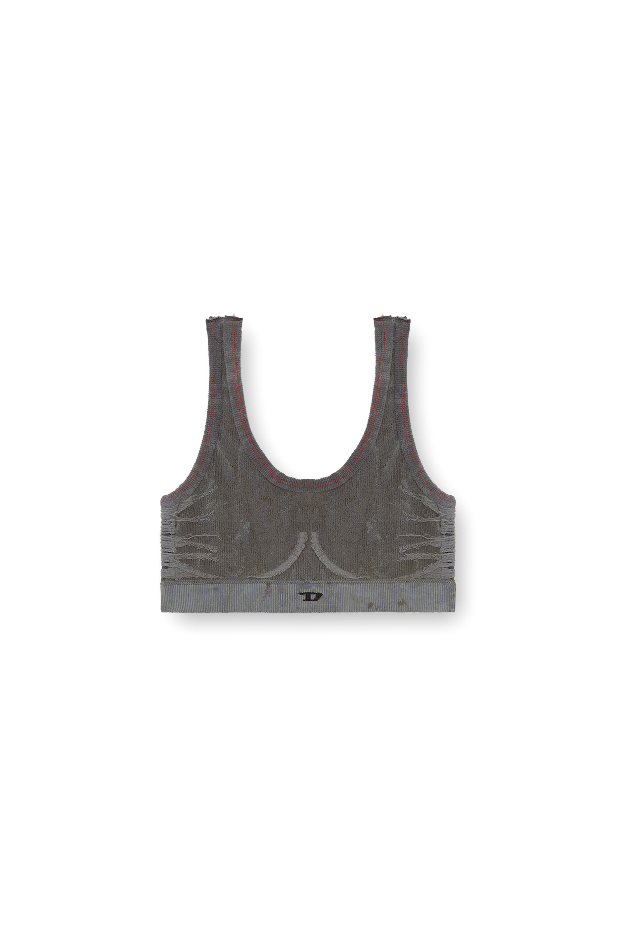 Diesel - AWB-NYA-WT01, Woman Ribbed bralette with frayed detailing in Grey - Image 2