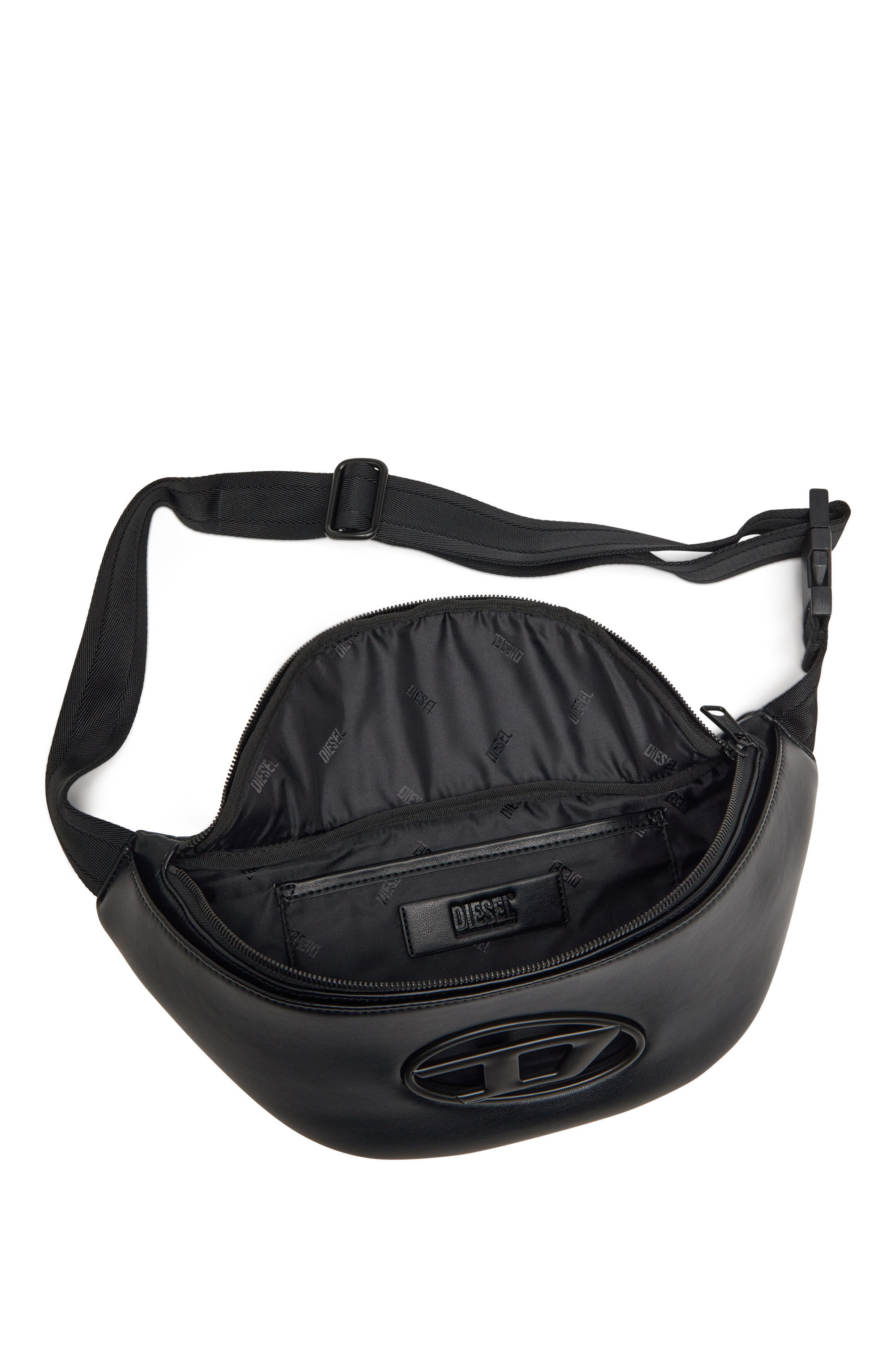Diesel - HOLI-D BELT BAG M, Man's Holi-D-Belt bag in PU and neoprene in Black - 2