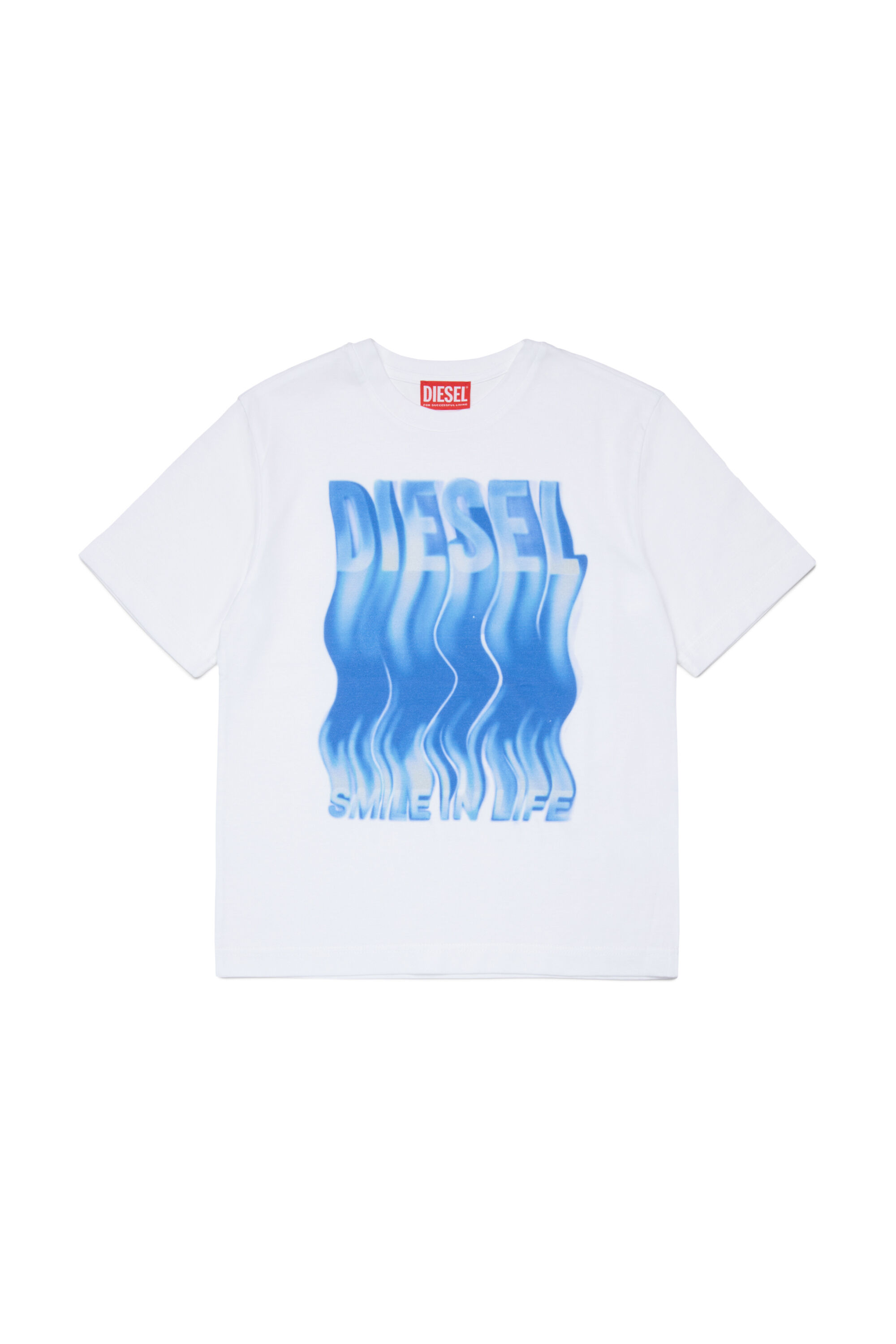 Diesel - TWIGGLY OVER, Man's Cotton T-shirt with wave-effect print in White - 1