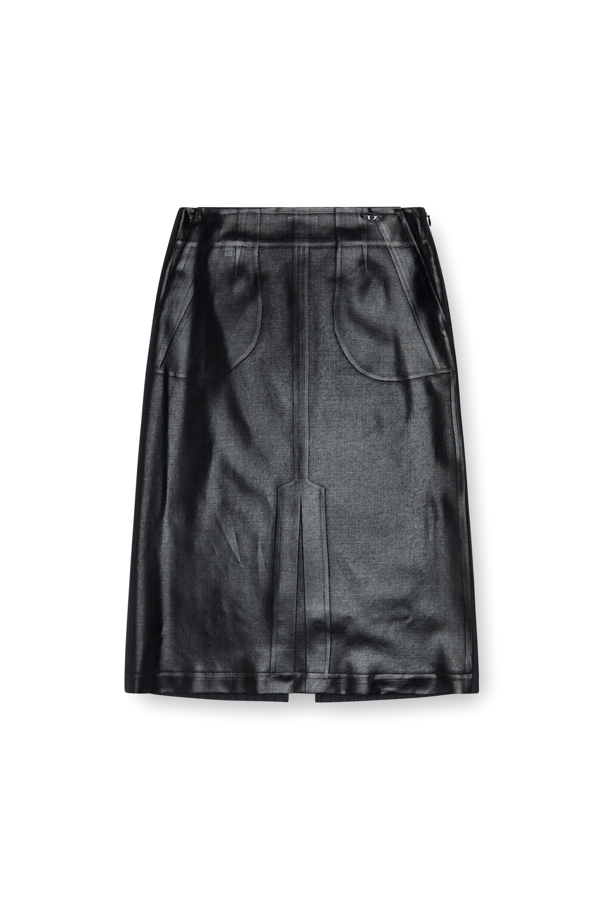 Diesel - O-RION, Woman Pinstripe skirt with coated front in Black - Image 2
