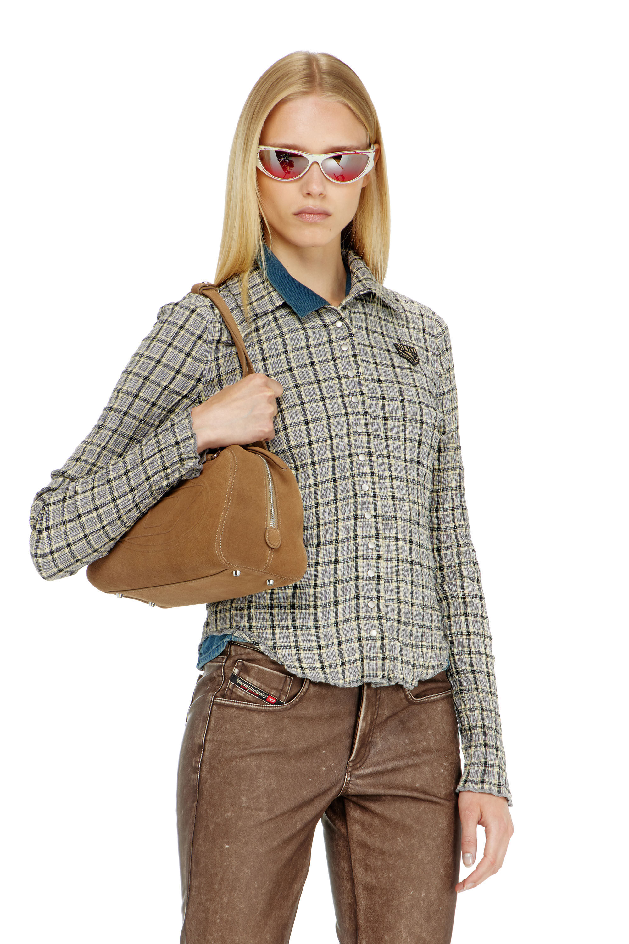 Diesel - C-ARRILON, Woman's Check shirt with seersucker effect in null - 3