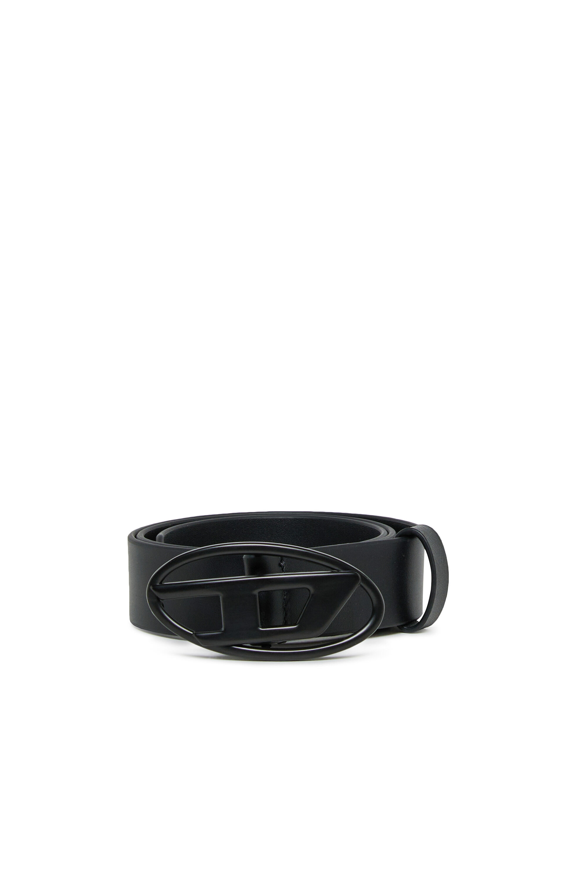 Diesel - B1DRN, Unisex's 3 cm leather belt with Oval D buckle in Black - 1