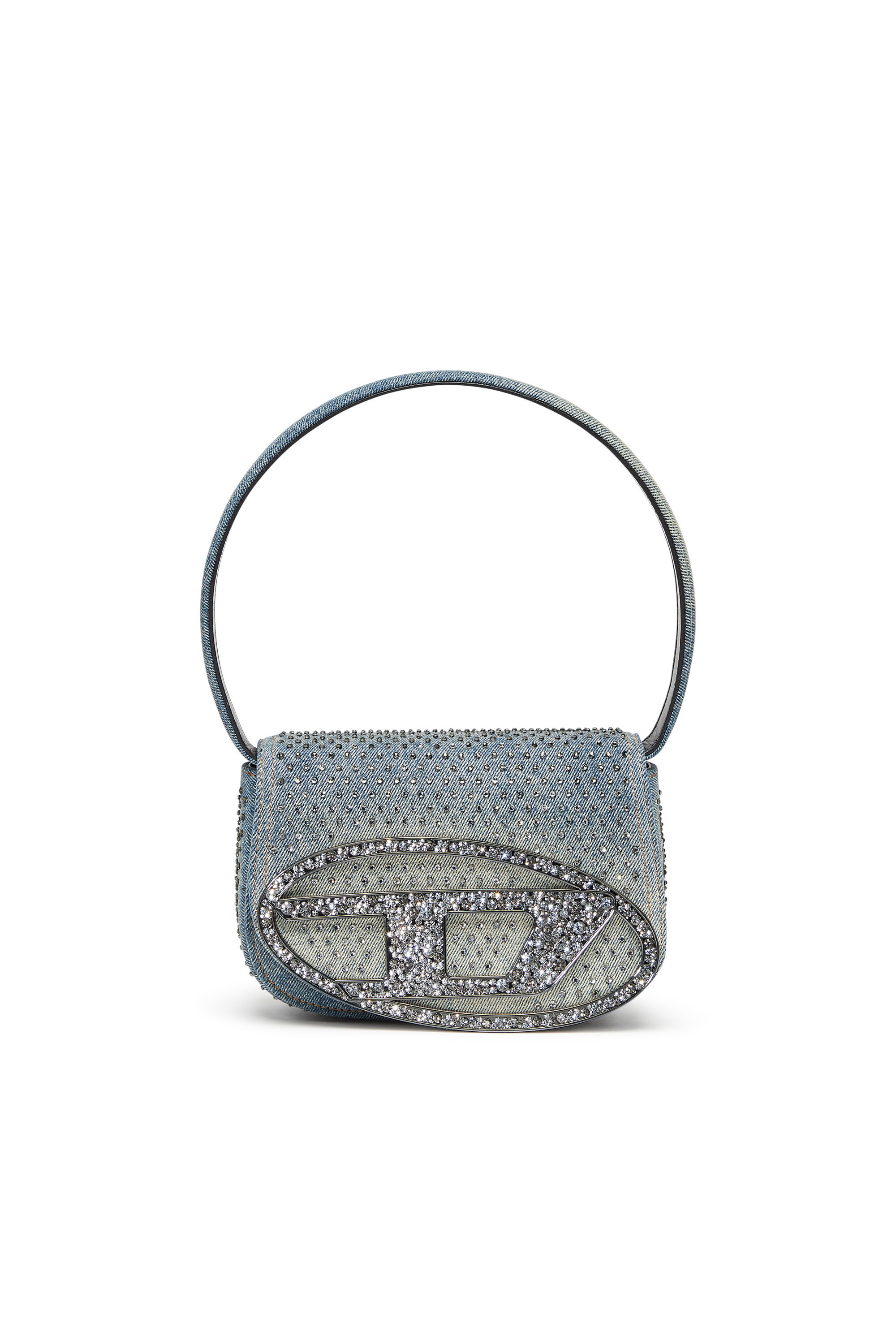 Women s 1DR Iconic shoulder bag in denim and crystals 1DR Diesel