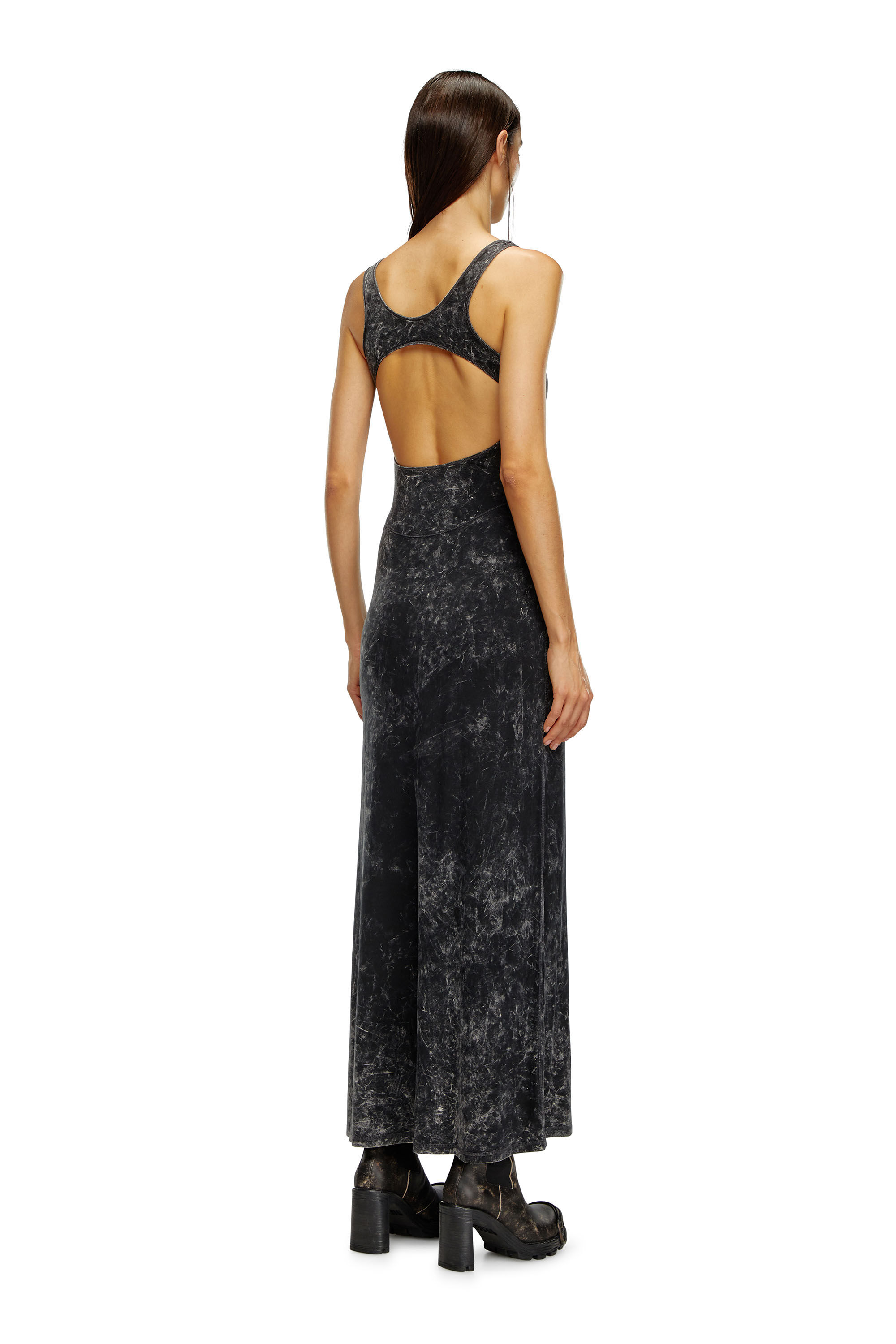 Diesel - D-AVENA-P1, Woman Maxi dress in marbled stretch jersey in Black - Image 3