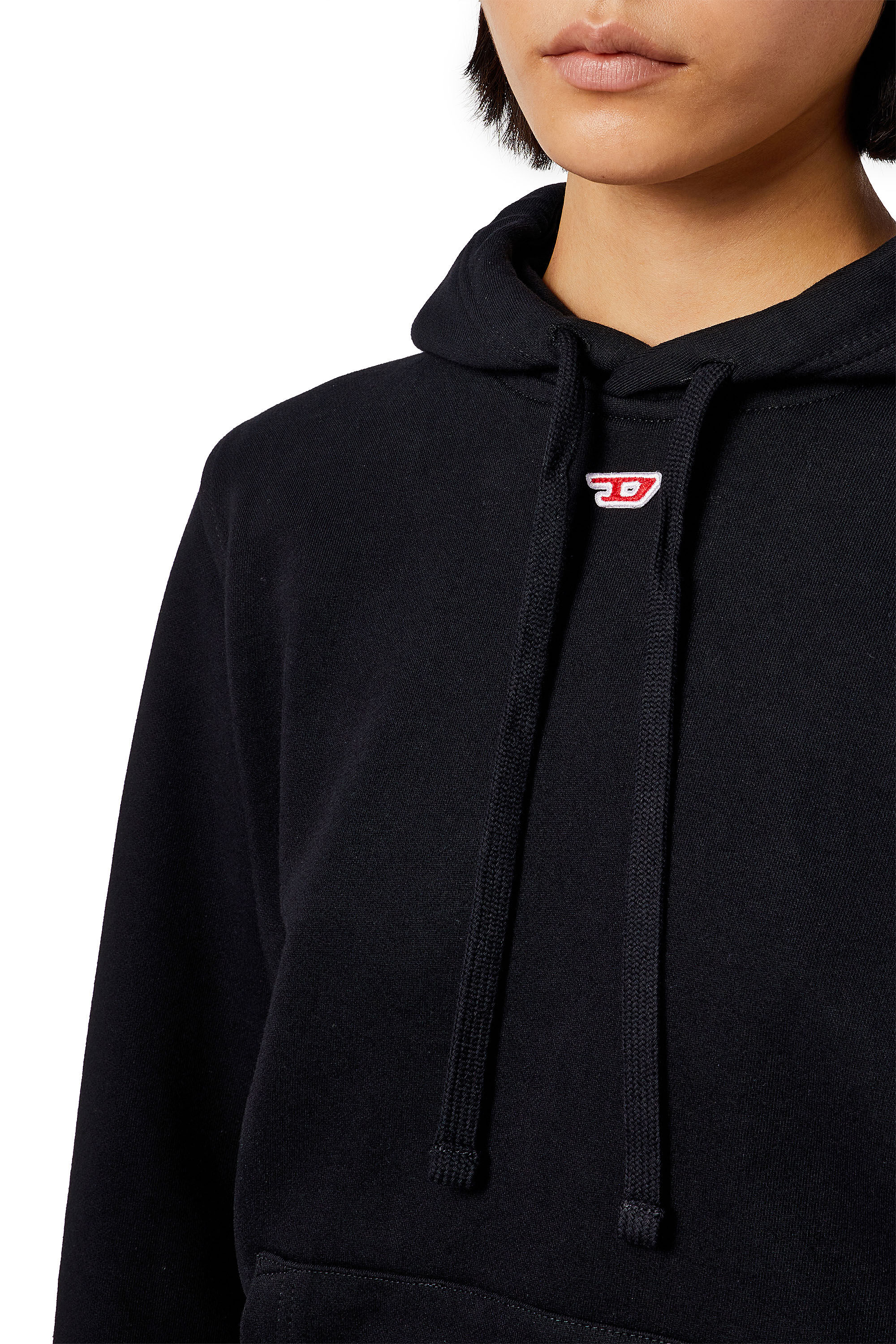Diesel - S-GINN-HOOD-D, Woman Hoodie with embroidered D patch in Black - Image 6