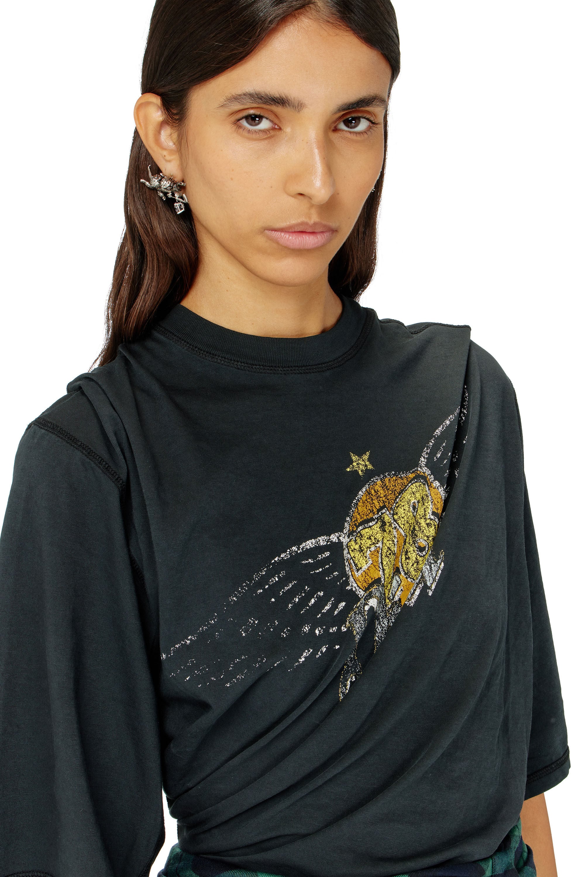 Diesel - T-MILLA-JER, Woman's T-shirt bodysuit with concert graphics in null - 4