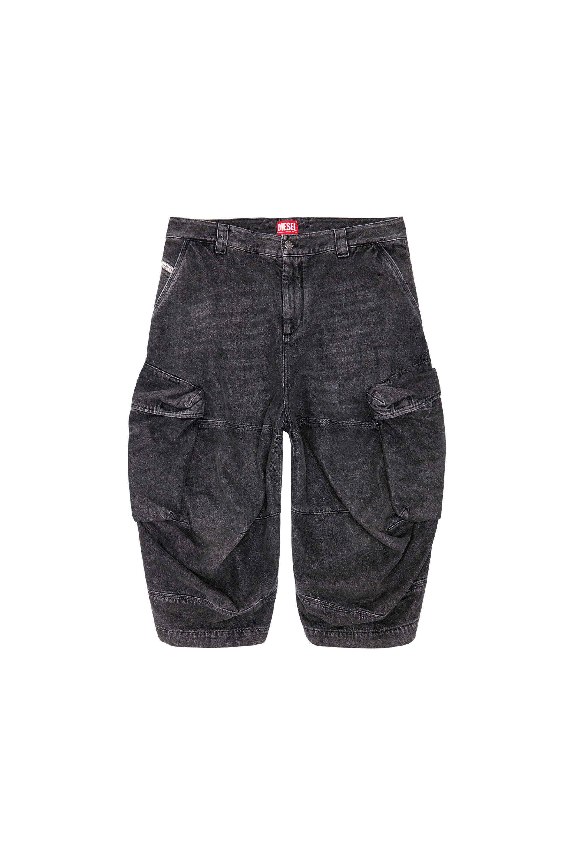 Diesel - D-ARNE-SHORT-S, Man Long shorts in denim with cargo pockets in Black - Image 2