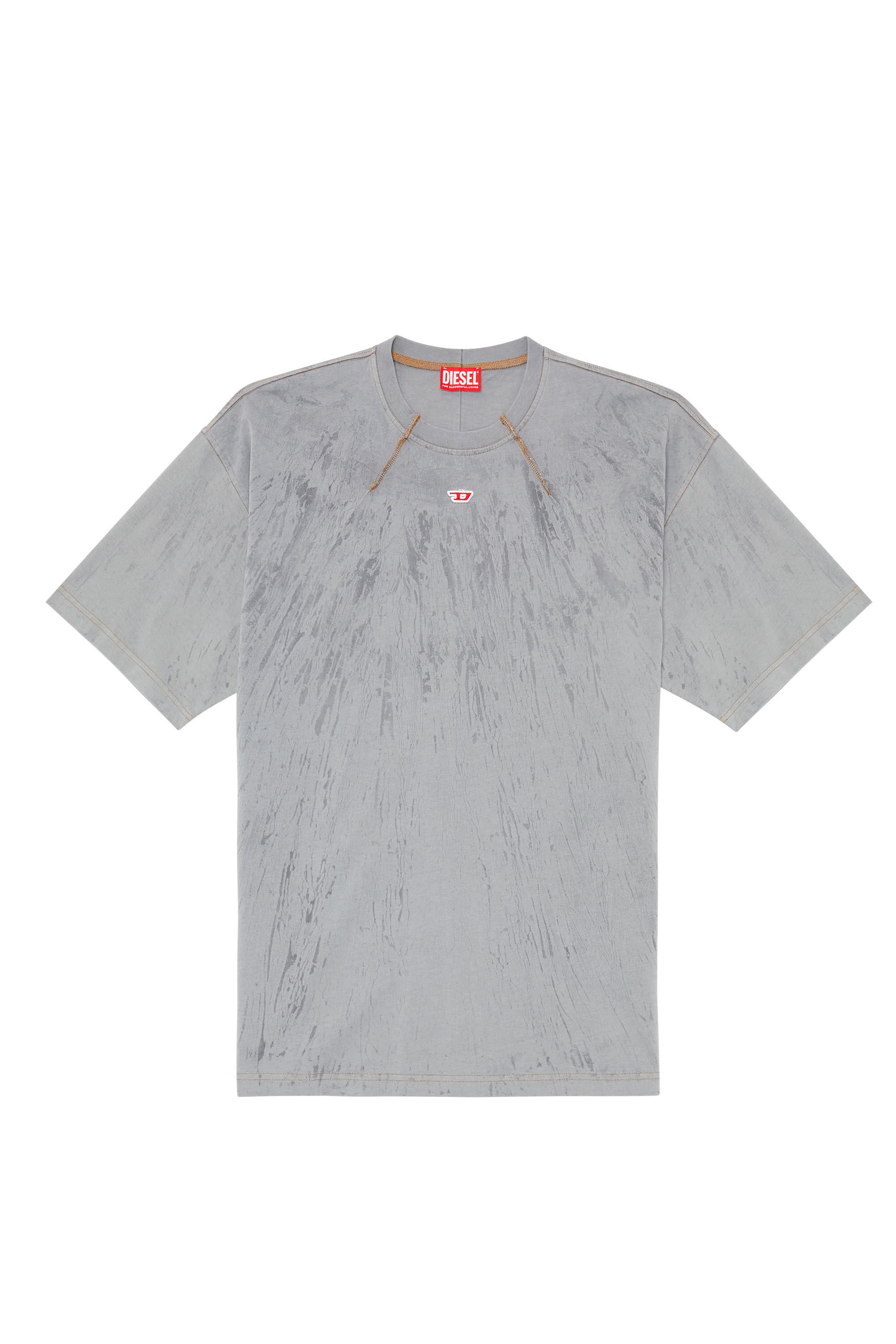 Diesel - T-COS, Man T-shirt in plaster effect jersey in Grey - Image 4