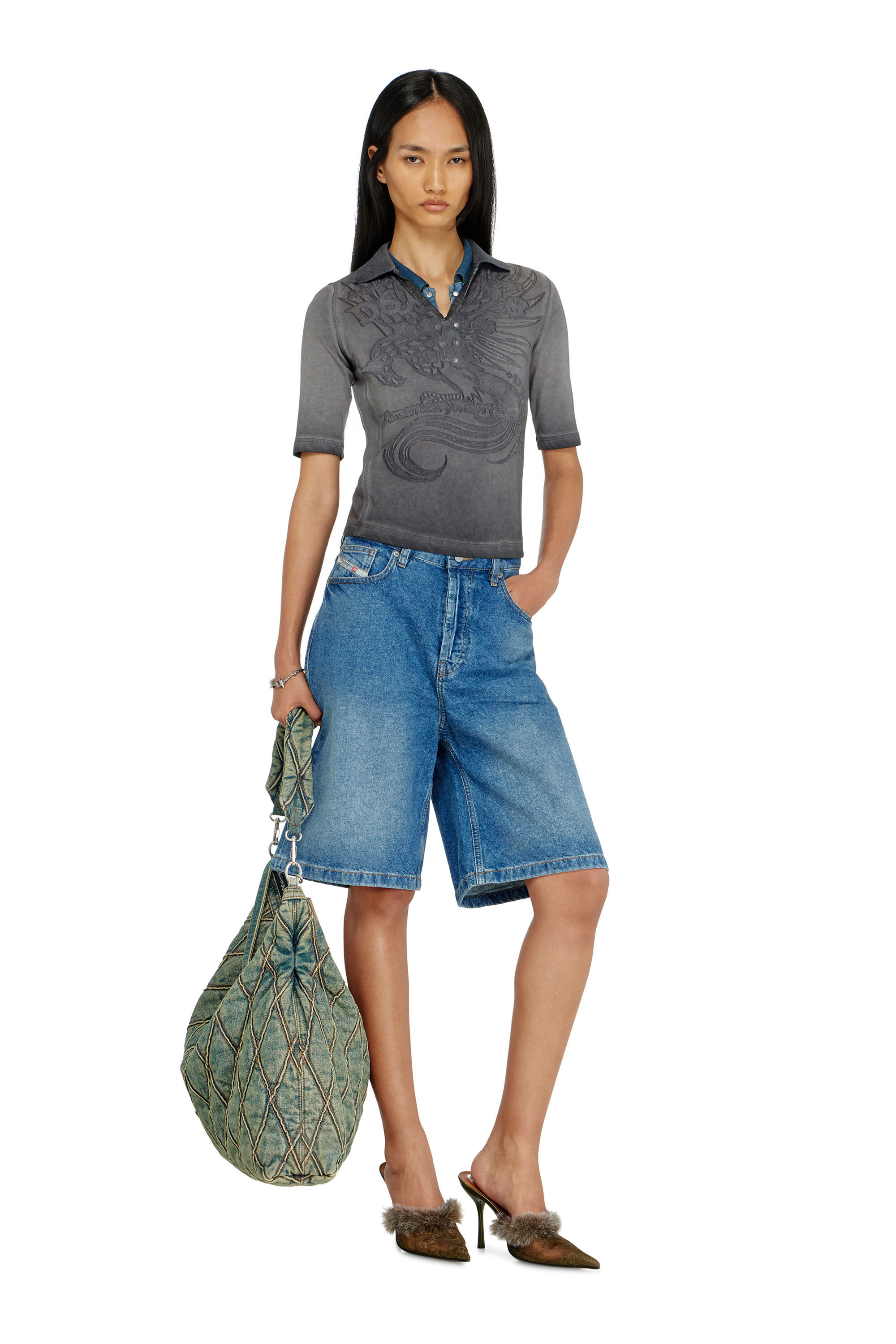 Diesel - T-BEA, Woman's Slim polo with d&eacute;vor&eacute; print in null - 1