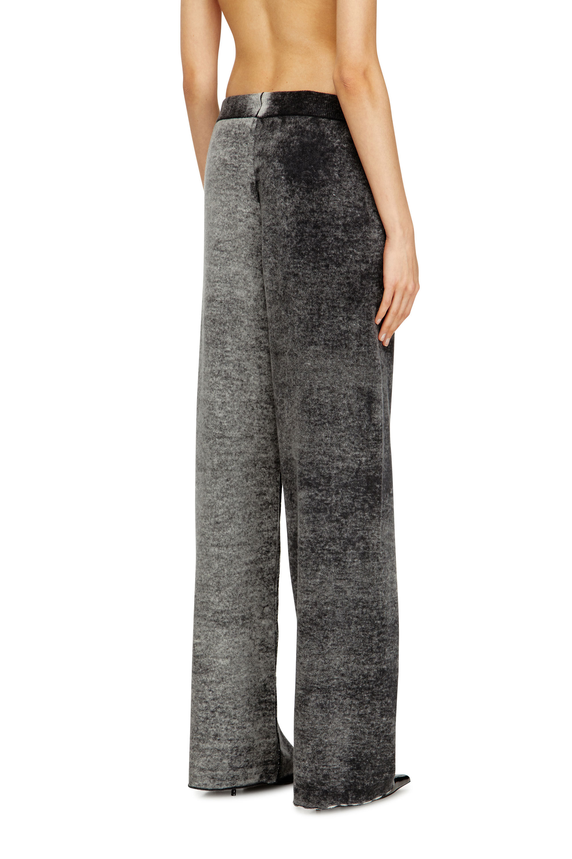 Diesel - M-HONORINE, Woman's Reverse-print knitted wool track pants in Dark grey - 4