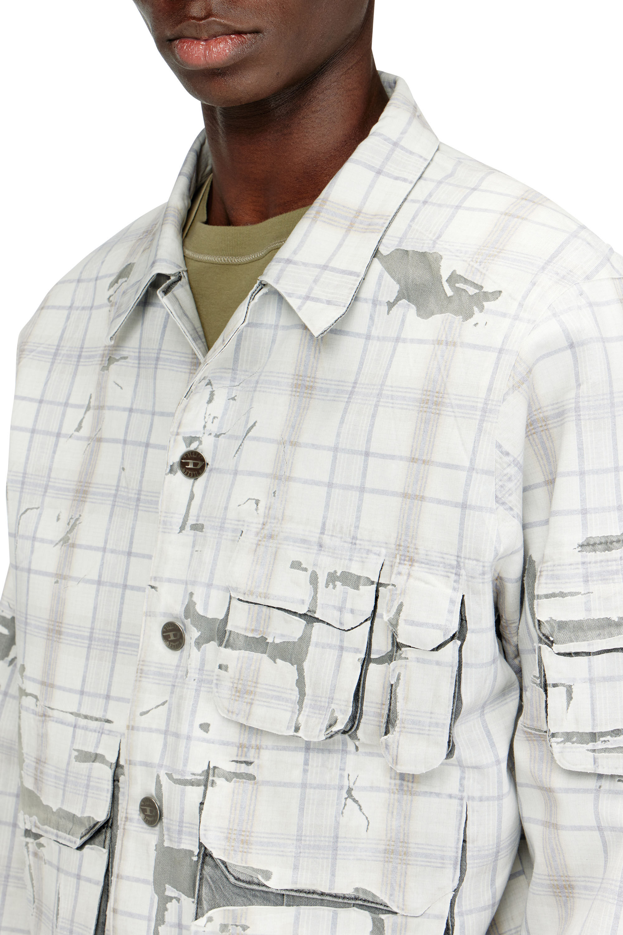 Diesel - D-VALEN-FSI1, Man's Denim jacket with peel-off effect in Grey - 5