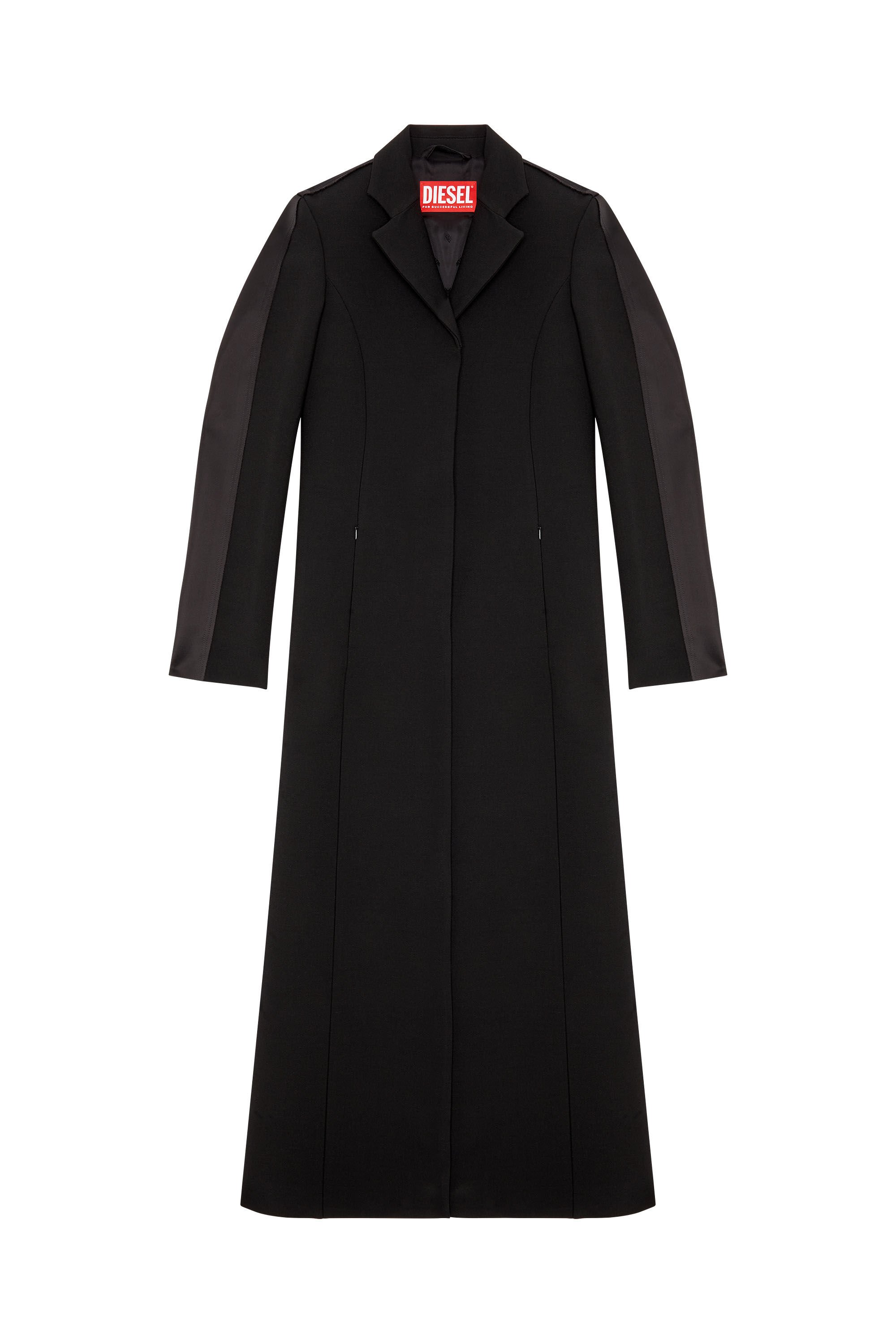 Diesel - G-FINE, Woman Long coat in cool wool and tech fabric in Black - Image 2
