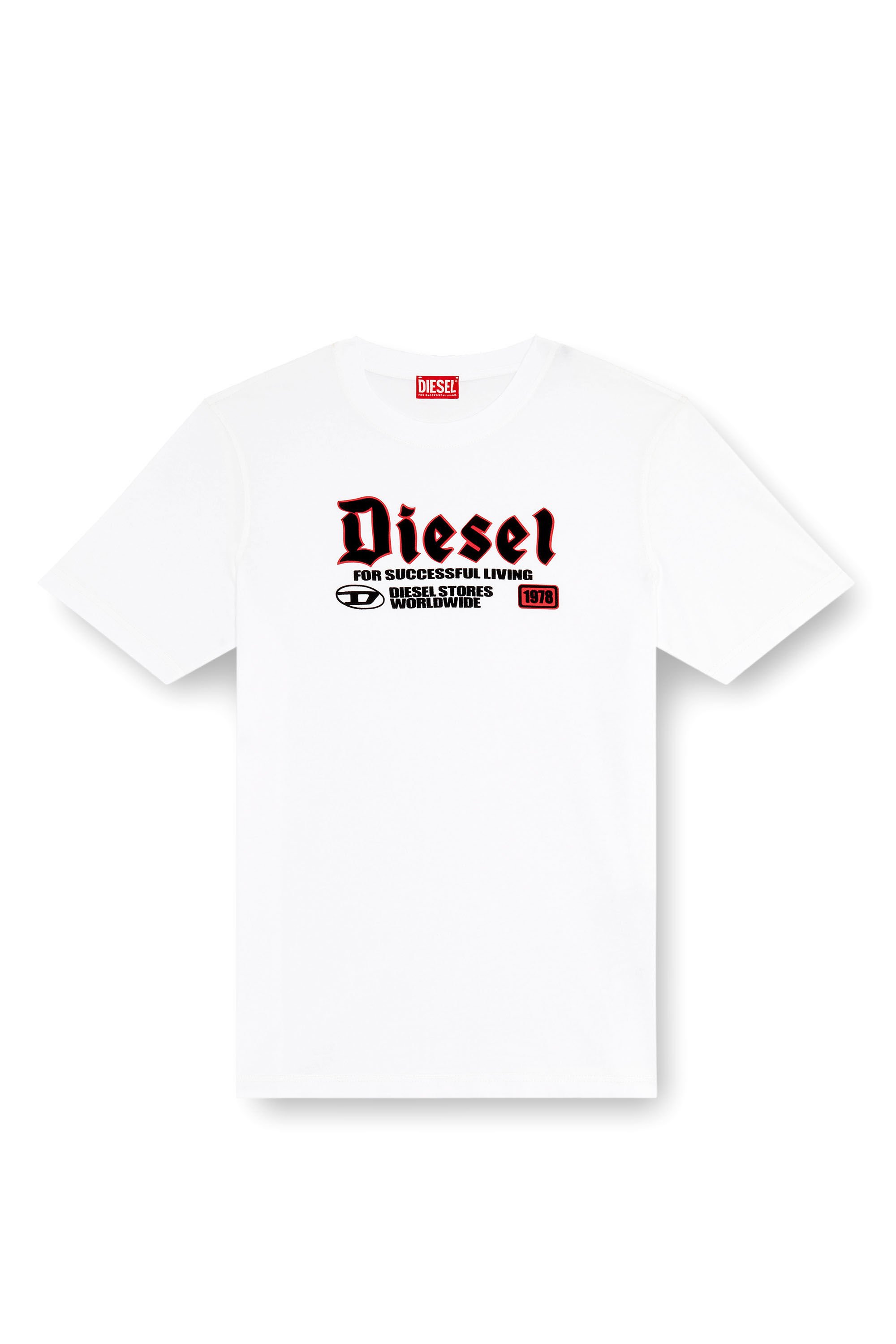 Diesel - T-ADJUST-K1, Man T-shirt with flocked Diesel print in White - Image 2