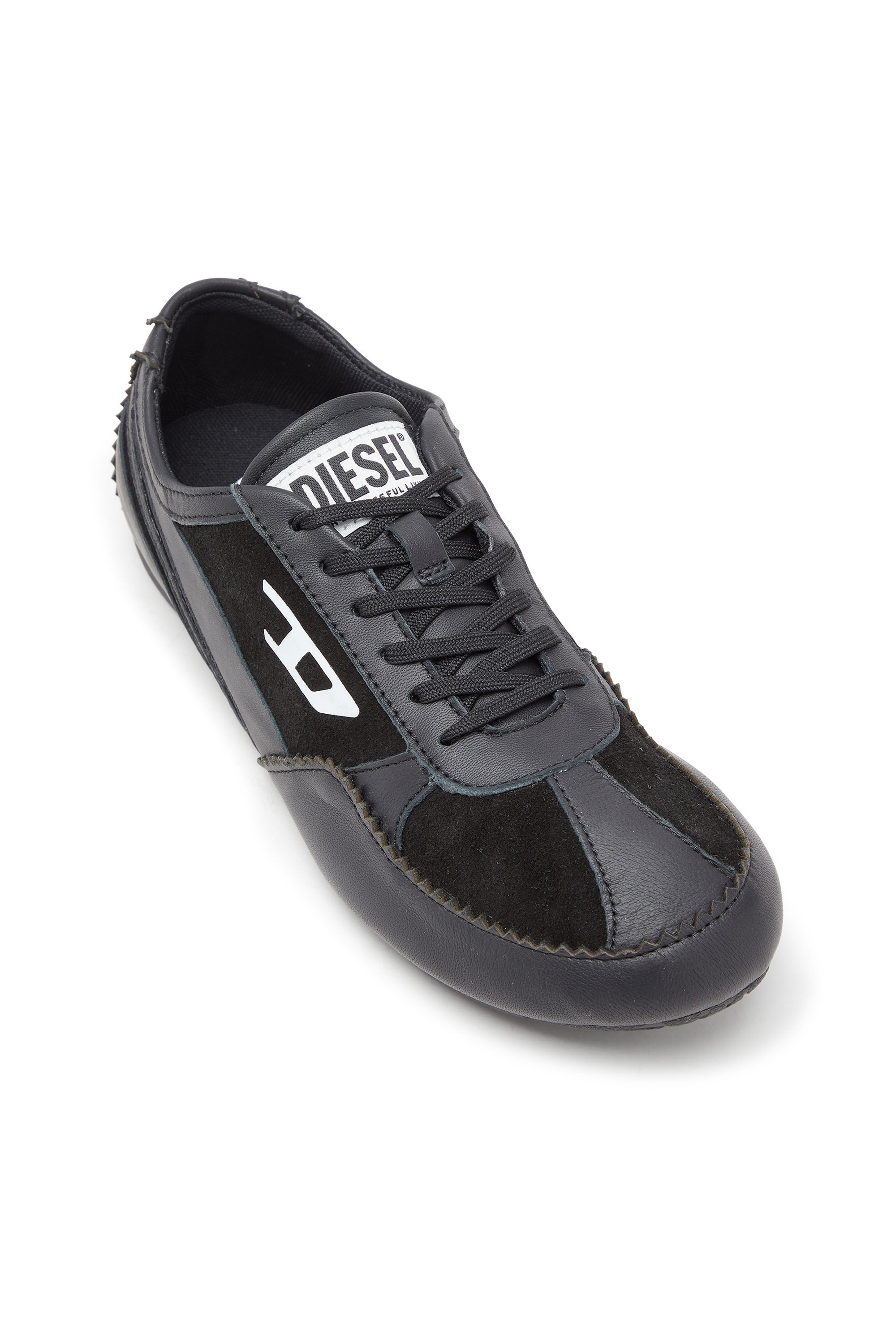 Diesel - D-MILE LOW W, Woman's D-Mile-Flat sneakers in leather and suede in Black - 6