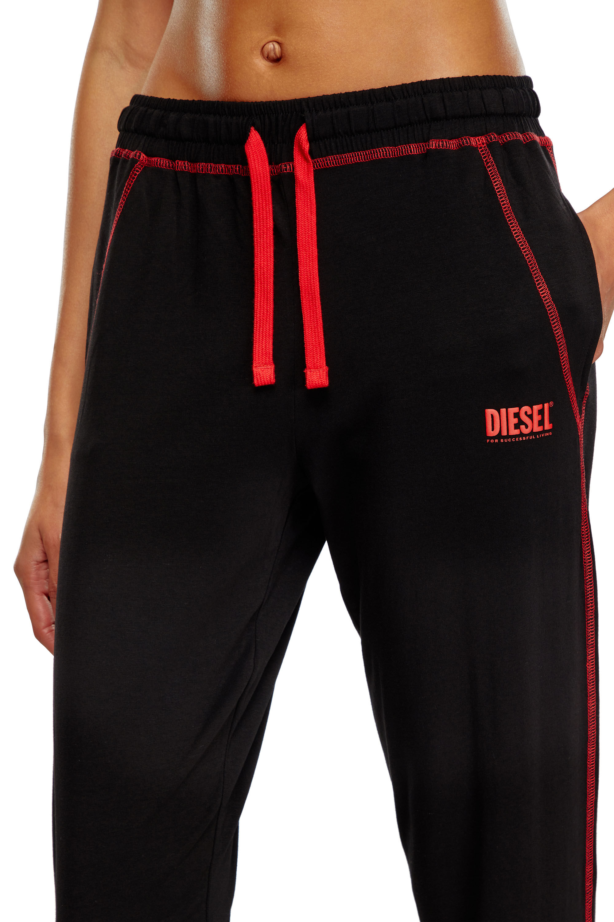 Diesel - UFSET-KRYSTI, Woman Cotton pyjamas with contrast stitching in Black - Image 3
