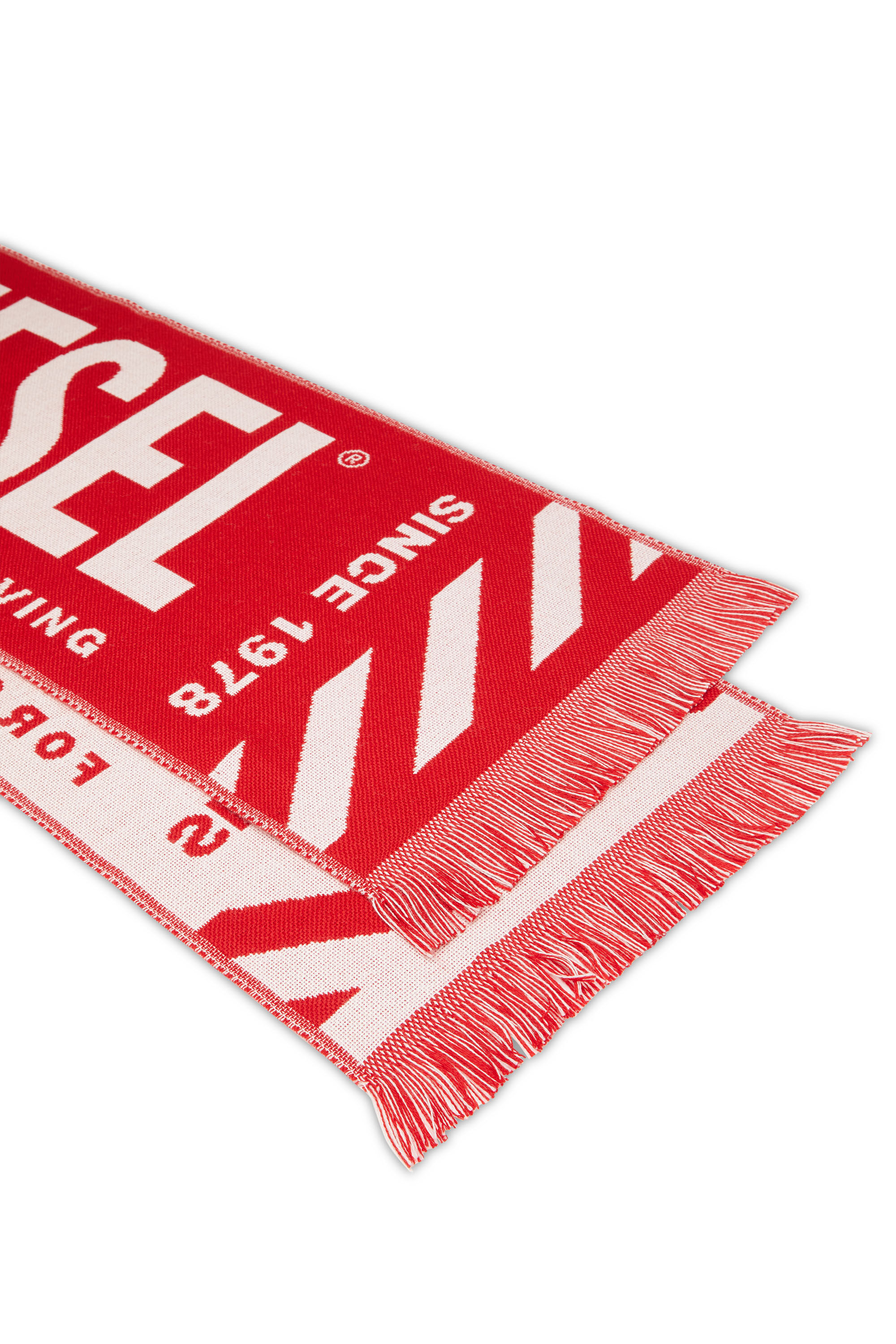 Diesel - S-BISC, Man Logo scarf with fringe trims in Red - Image 3