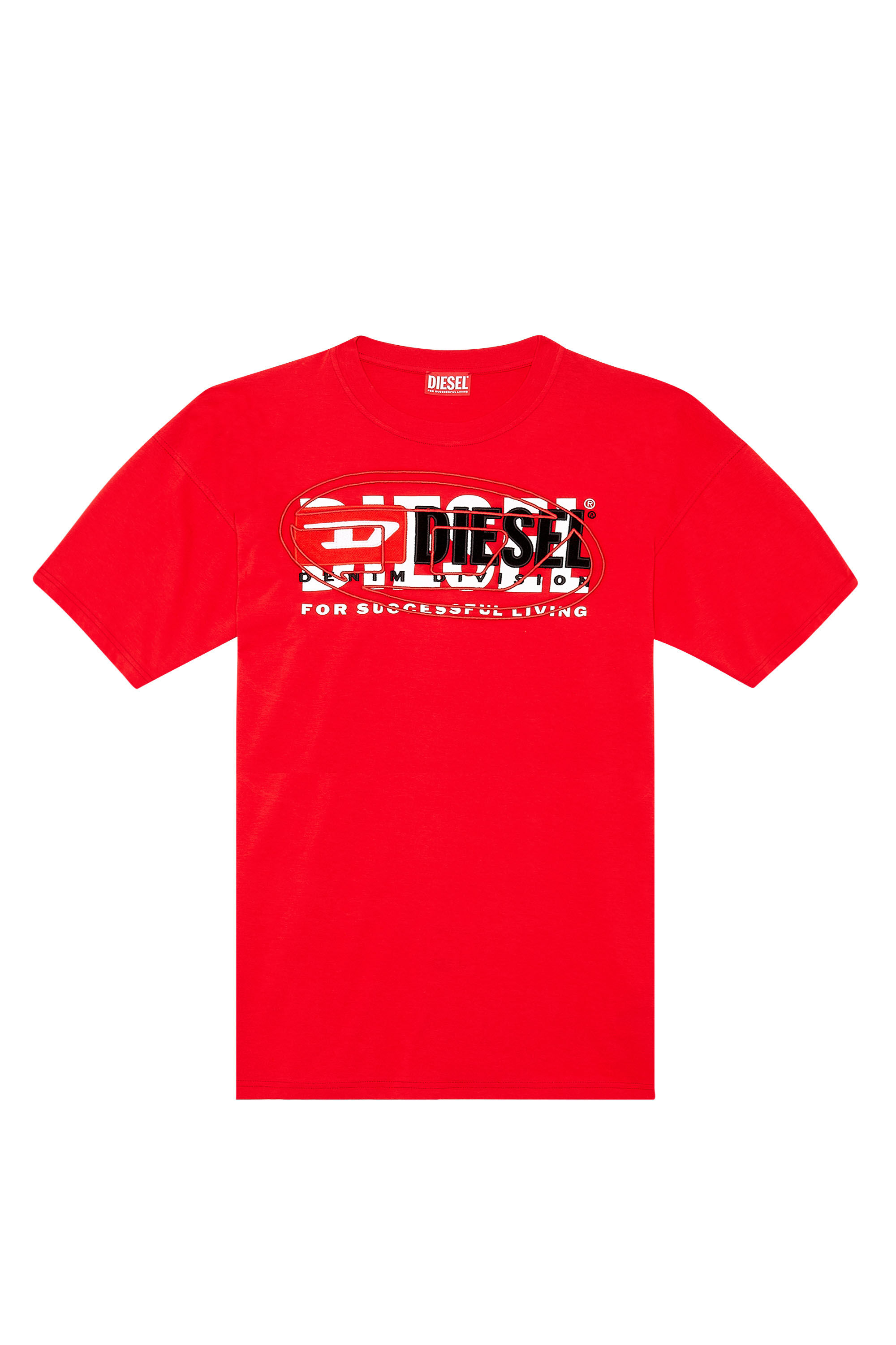 Diesel - T-BOXT, Man T-shirt with layered logos in Red - Image 3
